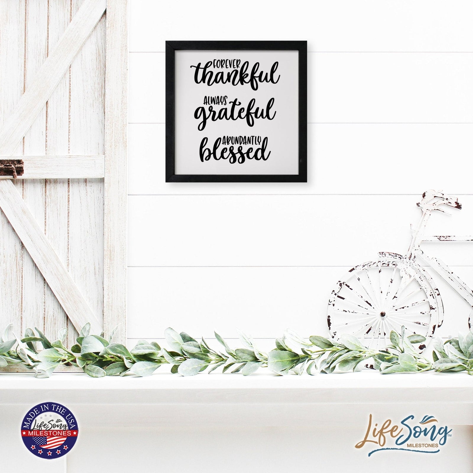 Inspiring Modern Framed Shadow Box 7x7in - Forever Thankful Always Grateful - LifeSong Milestones