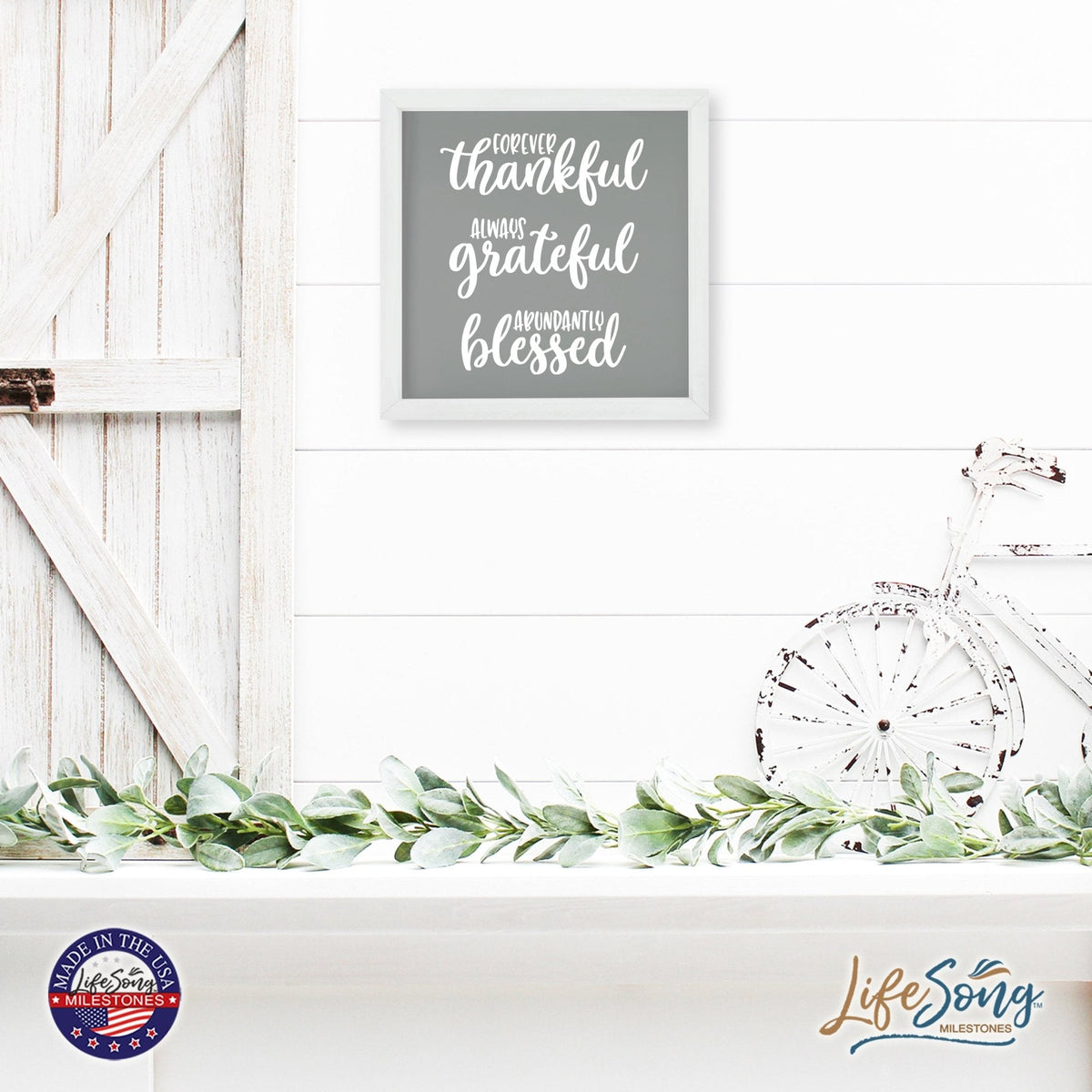 Inspiring Modern Framed Shadow Box 7x7in - Forever Thankful Always Grateful - LifeSong Milestones