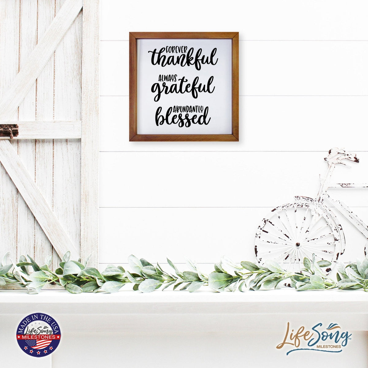 Inspiring Modern Framed Shadow Box 7x7in - Forever Thankful Always Grateful - LifeSong Milestones