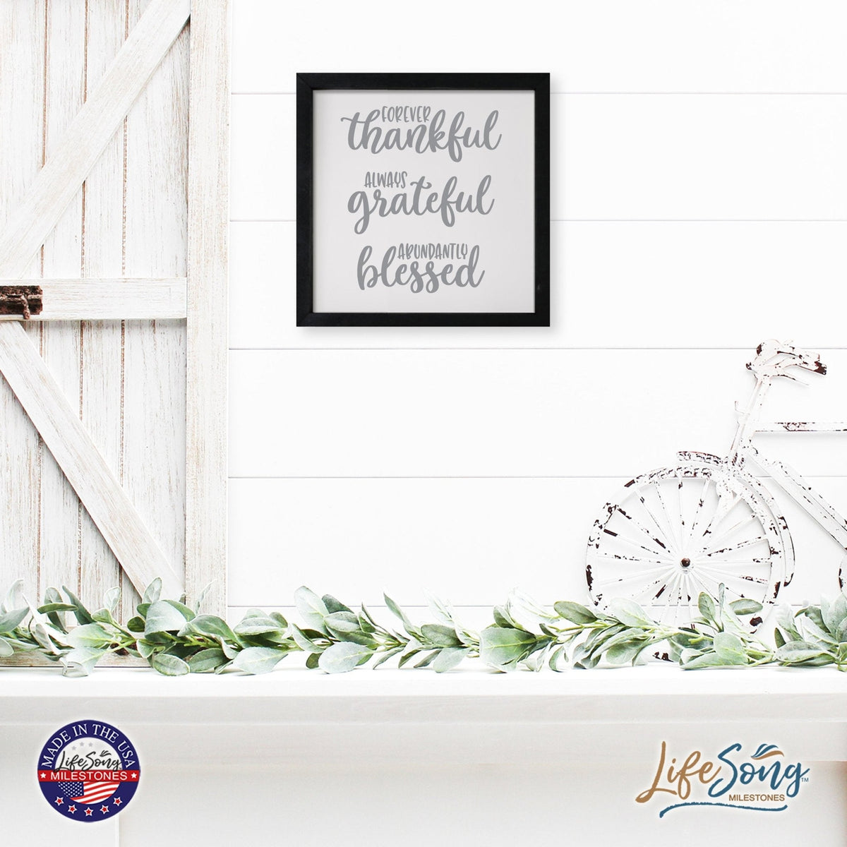 Inspiring Modern Framed Shadow Box 7x7in - Forever Thankful Always Grateful - LifeSong Milestones