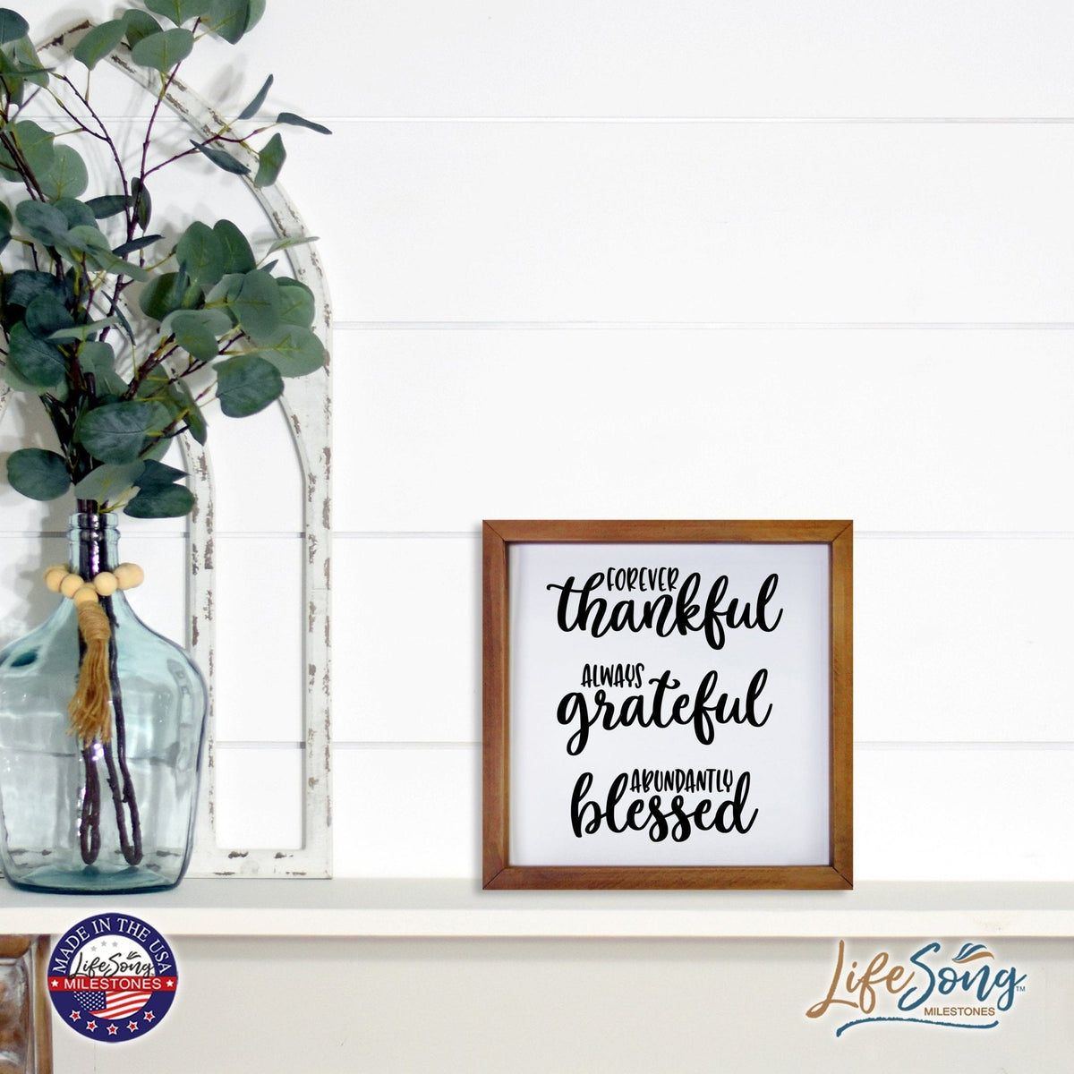 Inspiring Modern Framed Shadow Box 7x7in - Forever Thankful Always Grateful - LifeSong Milestones