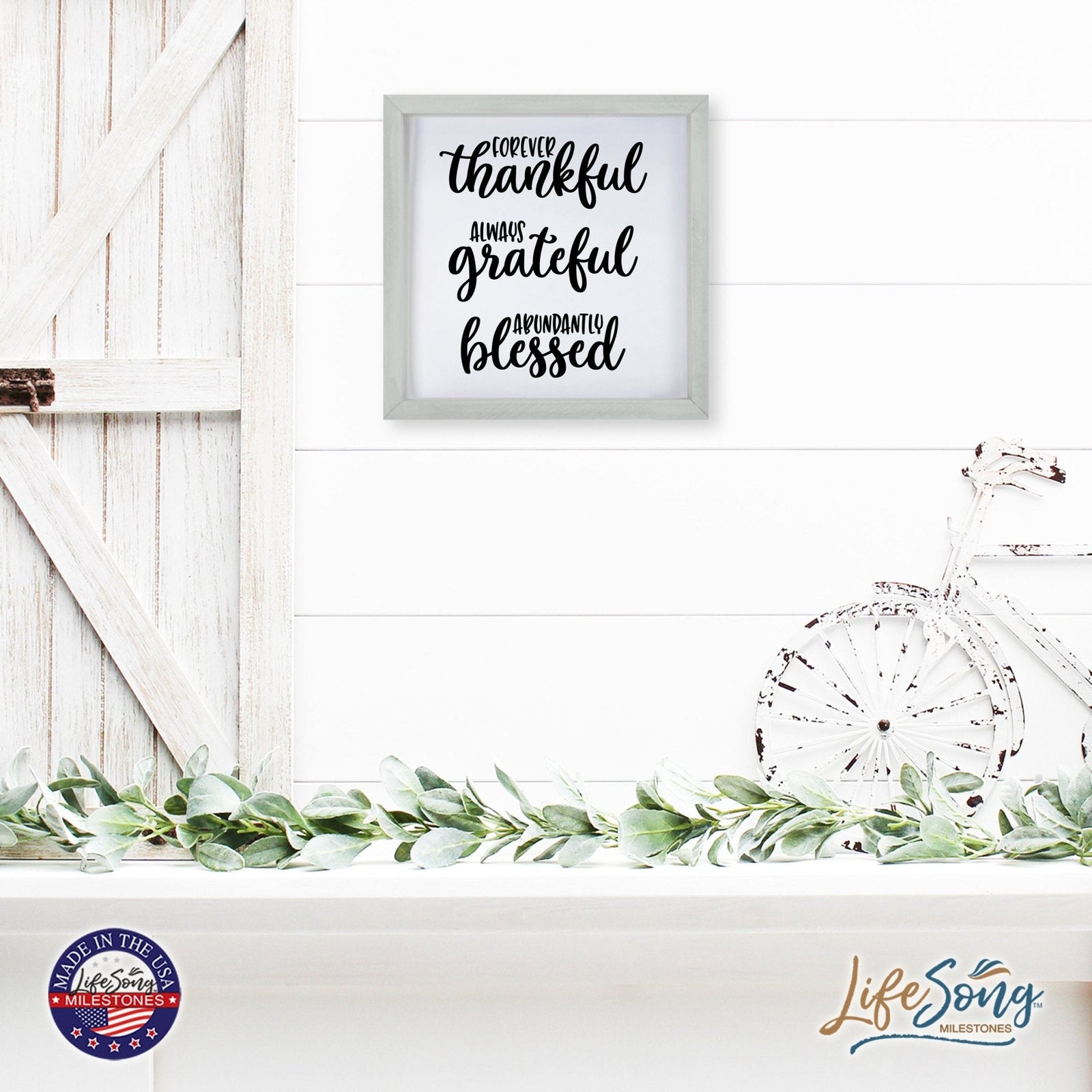 Inspiring Modern Framed Shadow Box 7x7in - Forever Thankful Always Grateful - LifeSong Milestones