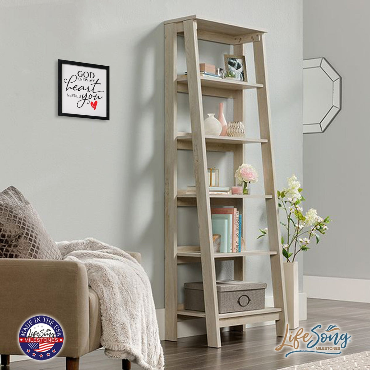 Inspiring Modern Framed Shadow Box 7x7in - God Knew My Heart Needed You (Heart) - LifeSong Milestones