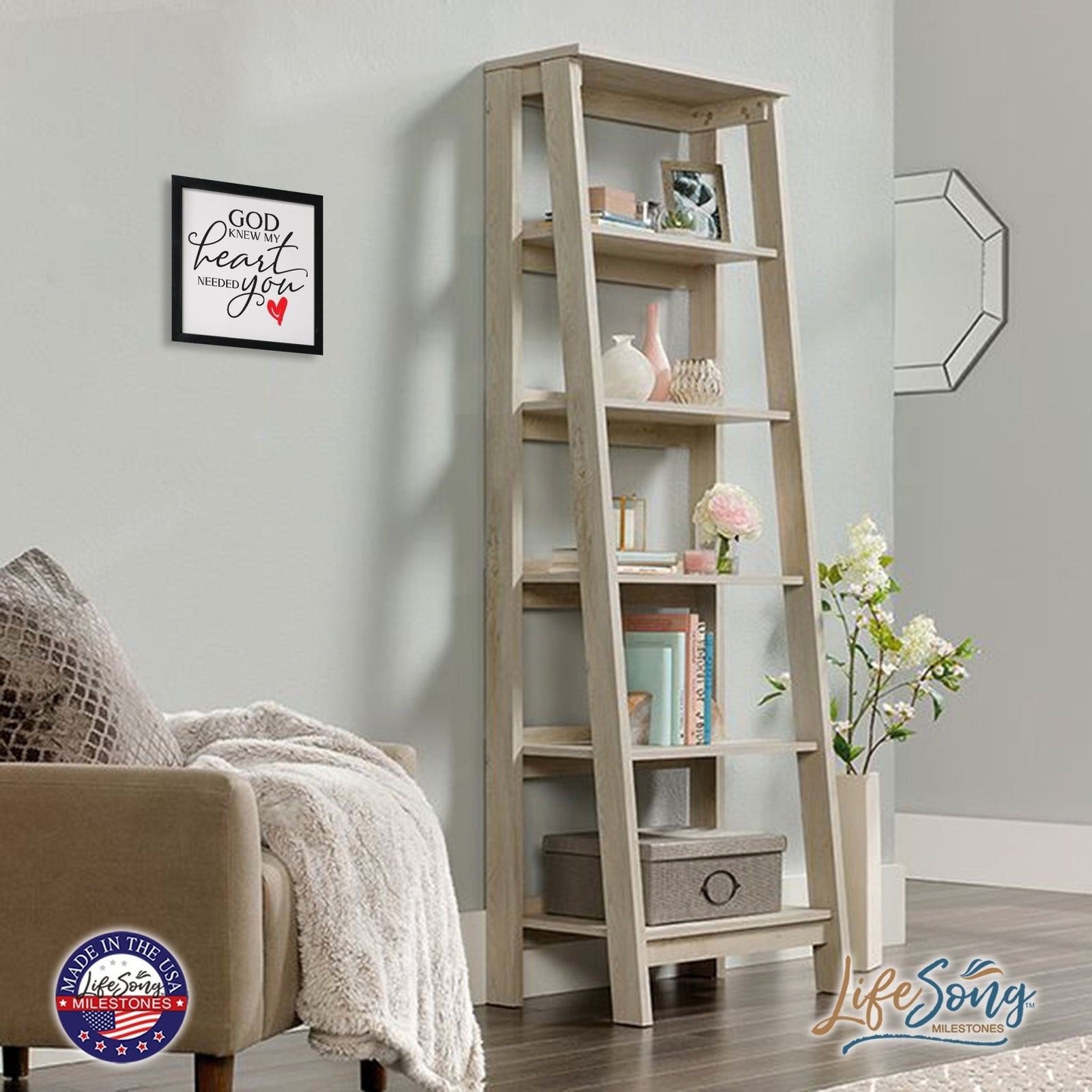 Inspiring Modern Framed Shadow Box 7x7in - God Knew My Heart Needed You (Heart) - LifeSong Milestones