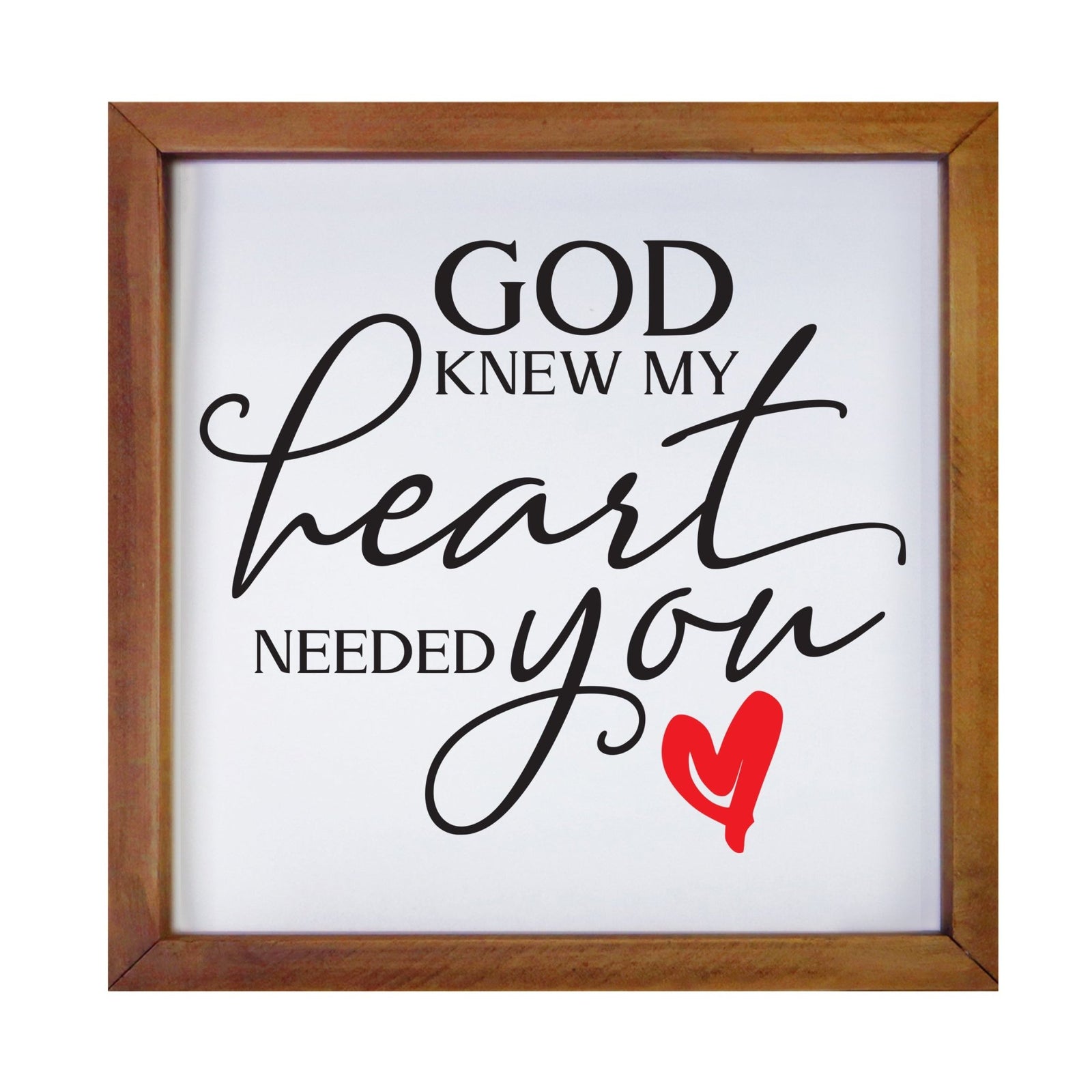 Inspiring Modern Framed Shadow Box 7x7in - God Knew My Heart Needed You (Heart) - LifeSong Milestones