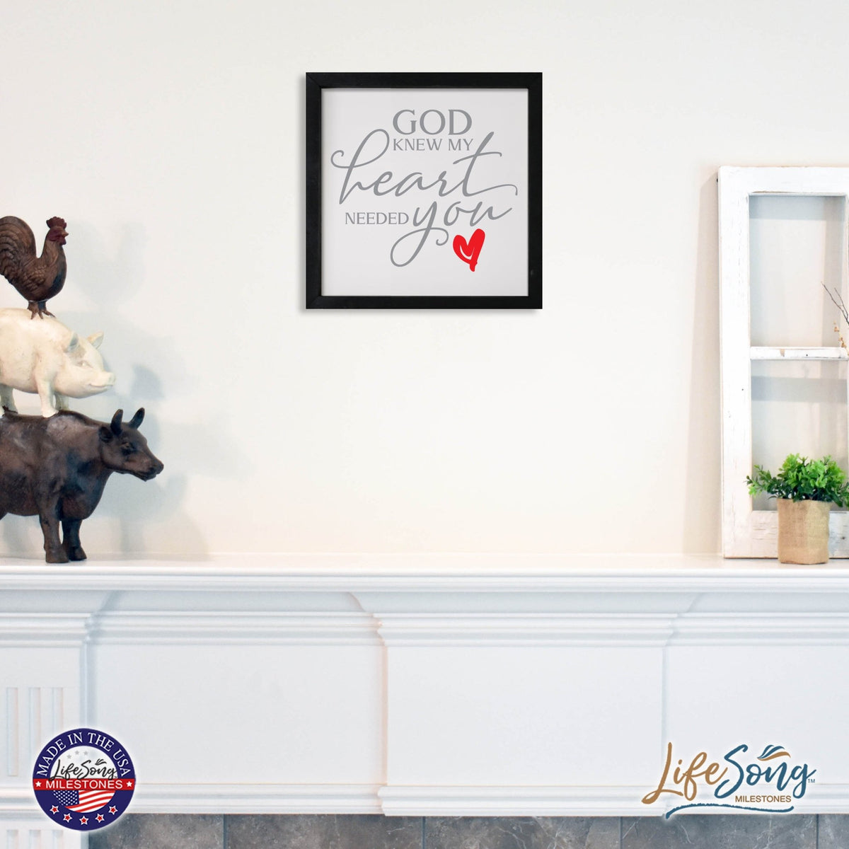 Inspiring Modern Framed Shadow Box 7x7in - God Knew My Heart Needed You (Heart) - LifeSong Milestones