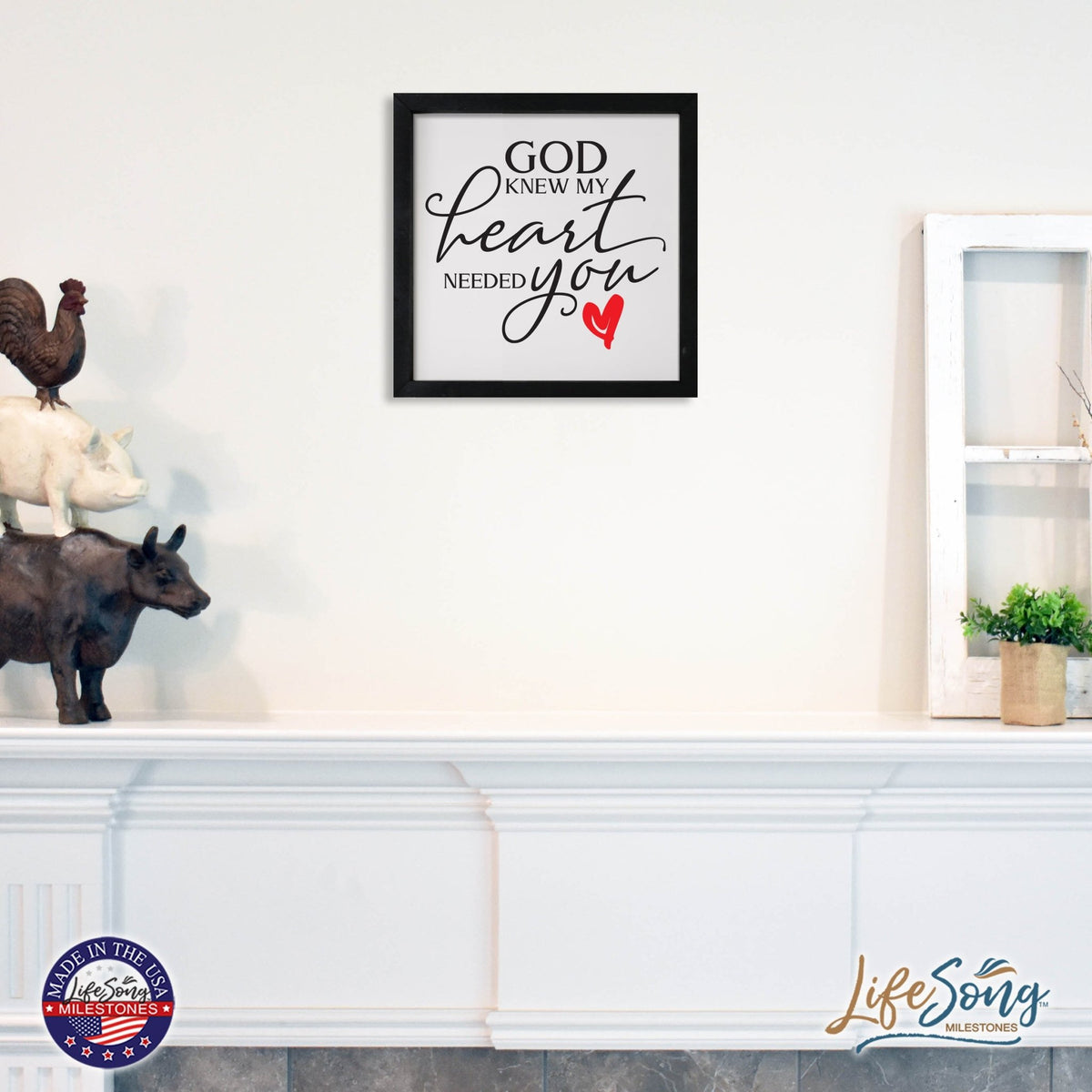 Inspiring Modern Framed Shadow Box 7x7in - God Knew My Heart Needed You (Heart) - LifeSong Milestones
