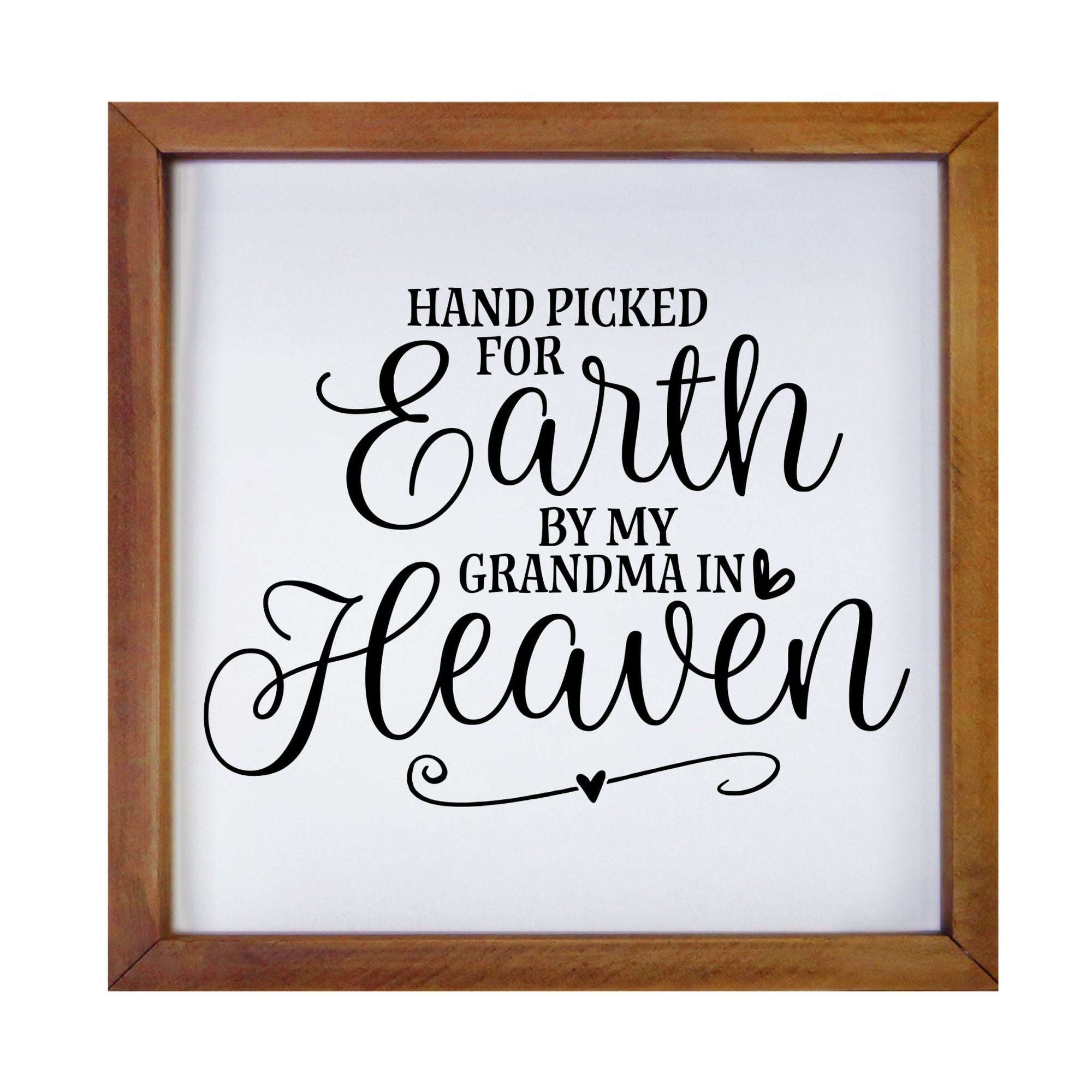 Inspiring Modern Framed Shadow Box 7x7in - Hand Picked For Earth By My Grandma - LifeSong Milestones