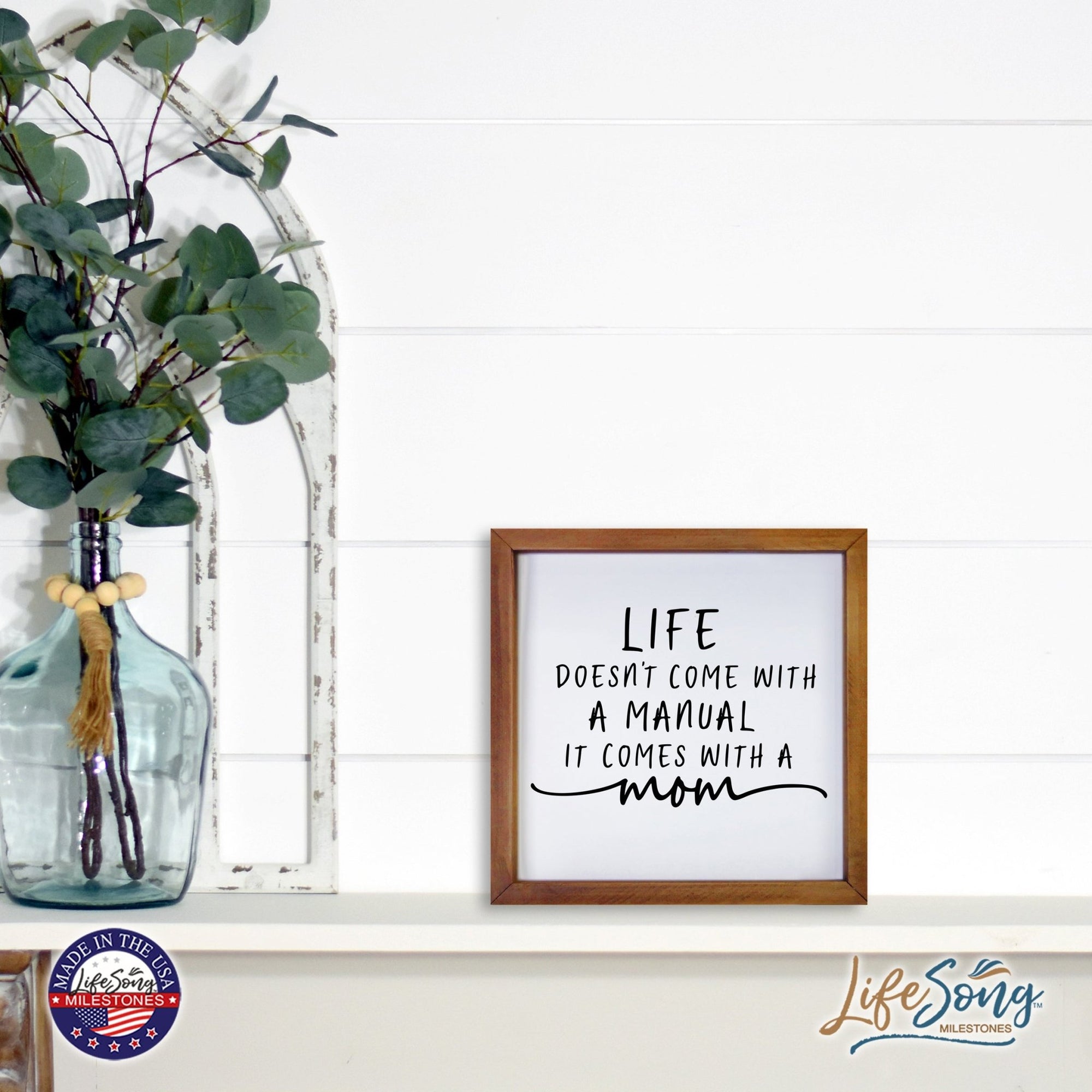 Inspiring Modern Framed Shadow Box 7x7in - Life Doesn't Come With A Manual - LifeSong Milestones