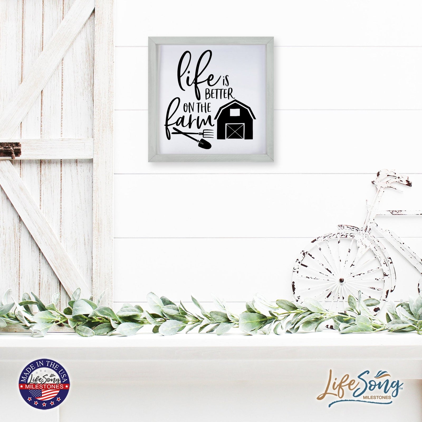 Inspiring Modern Framed Shadow Box 7x7in - Life Is Better On The Farm - LifeSong Milestones
