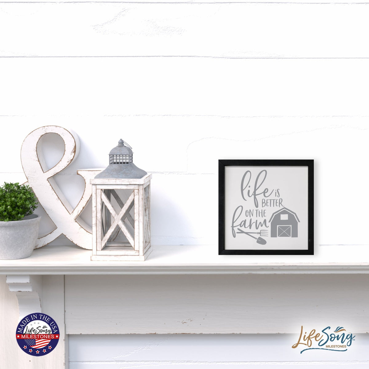 Inspiring Modern Framed Shadow Box 7x7in - Life Is Better On The Farm - LifeSong Milestones