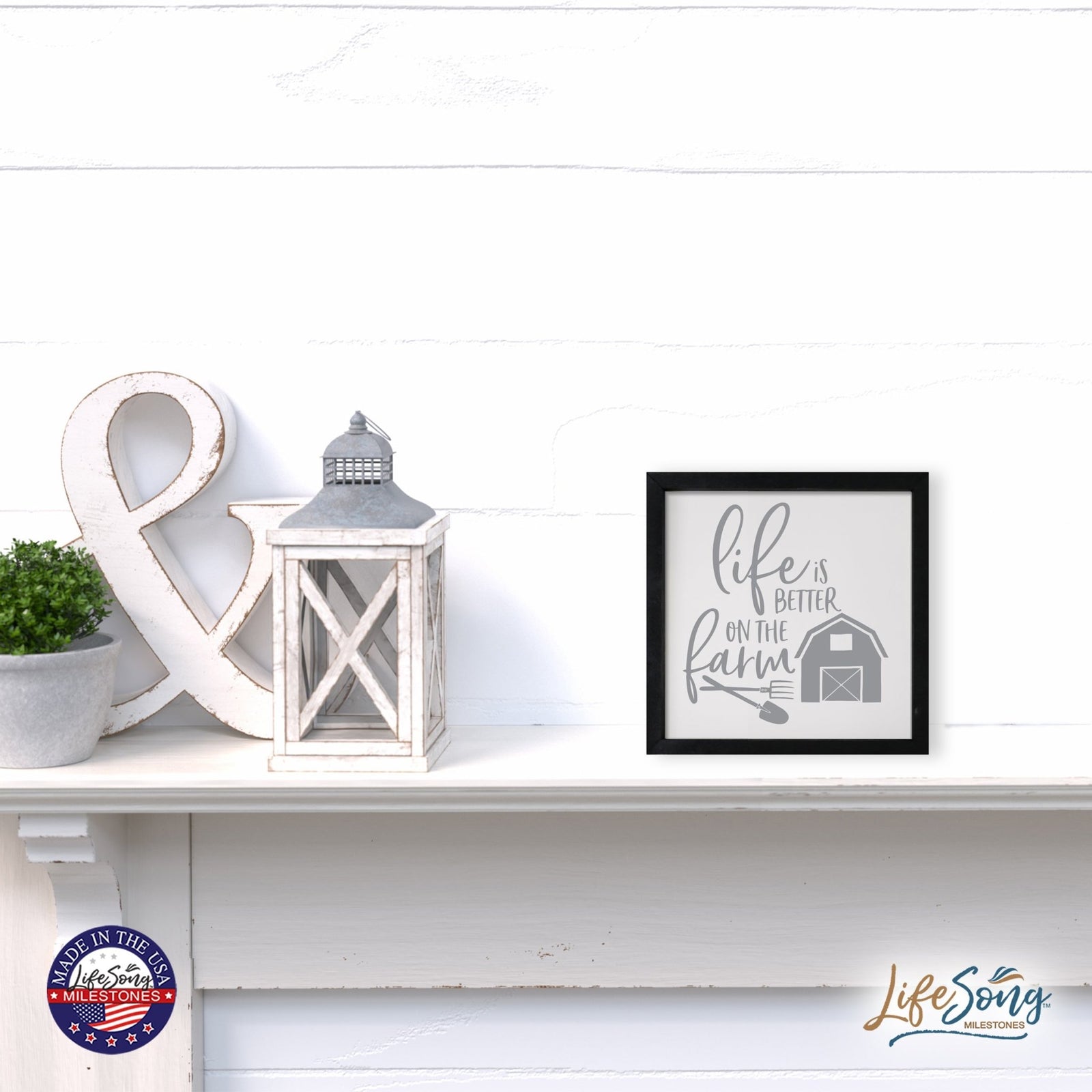 Inspiring Modern Framed Shadow Box 7x7in - Life Is Better On The Farm - LifeSong Milestones