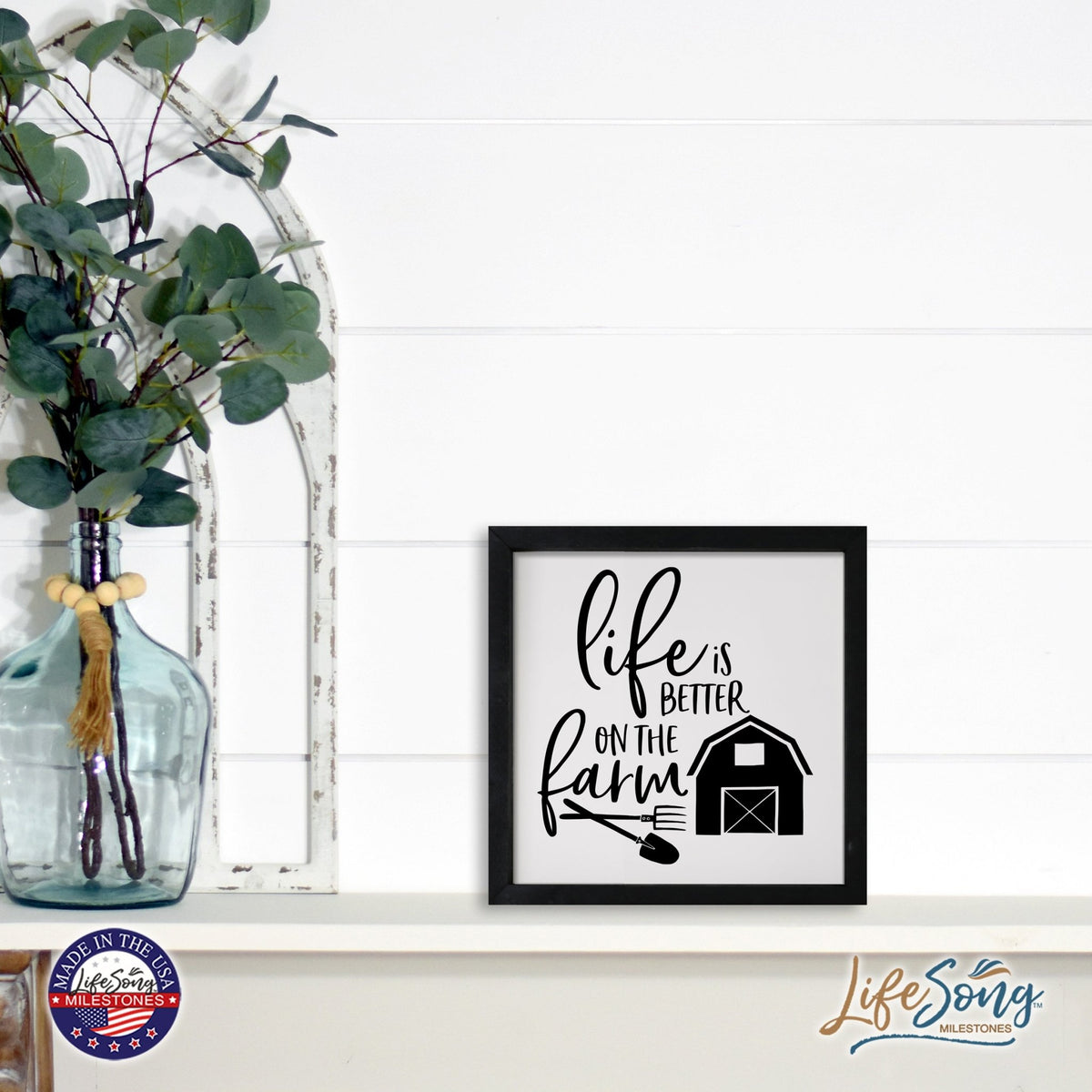 Inspiring Modern Framed Shadow Box 7x7in - Life Is Better On The Farm - LifeSong Milestones