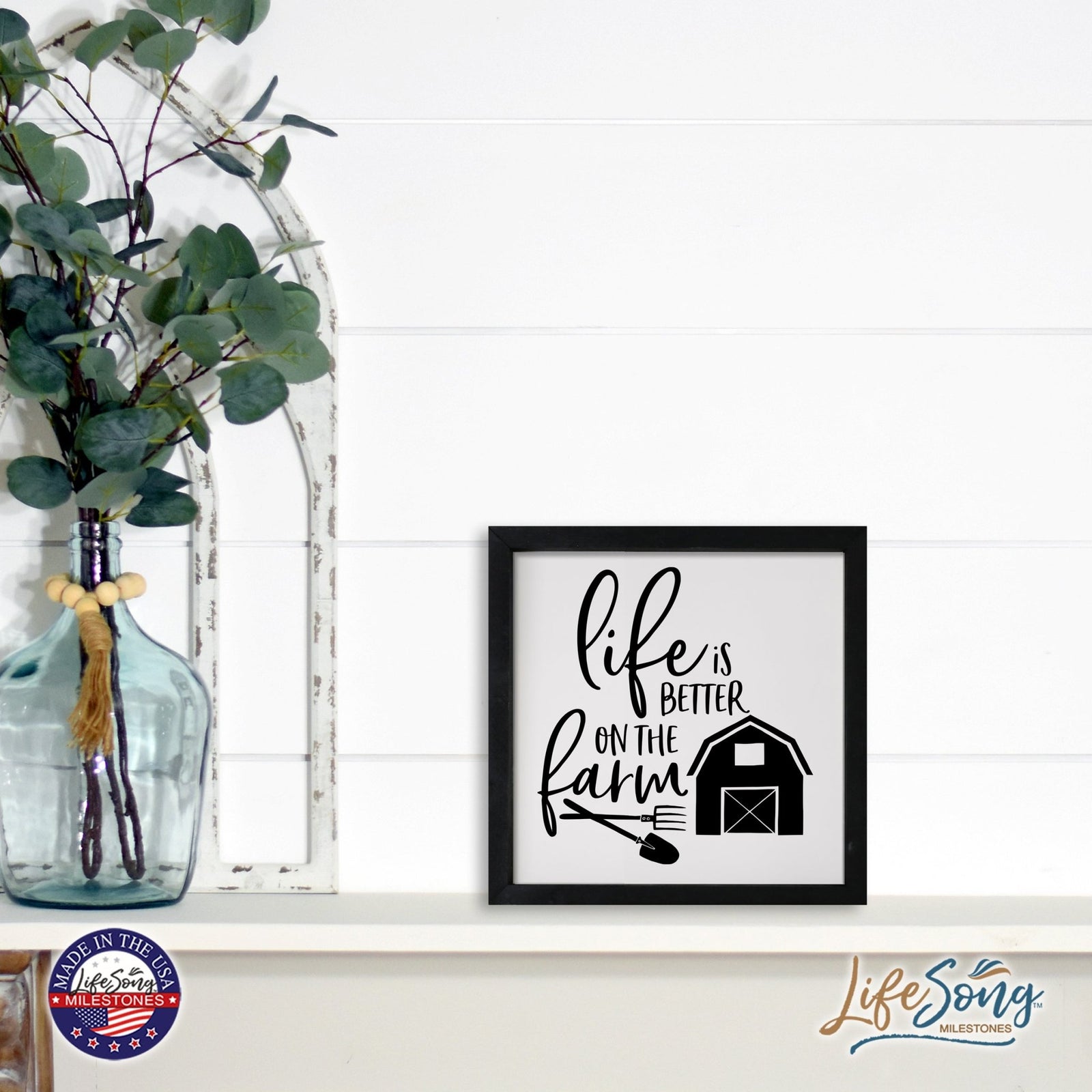 Inspiring Modern Framed Shadow Box 7x7in - Life Is Better On The Farm - LifeSong Milestones