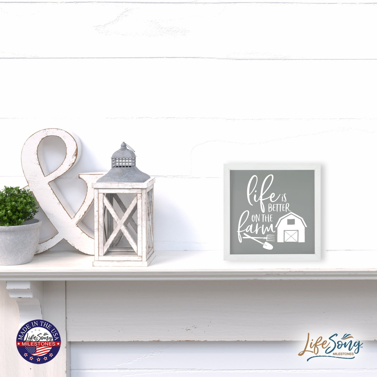 Inspiring Modern Framed Shadow Box 7x7in - Life Is Better On The Farm - LifeSong Milestones