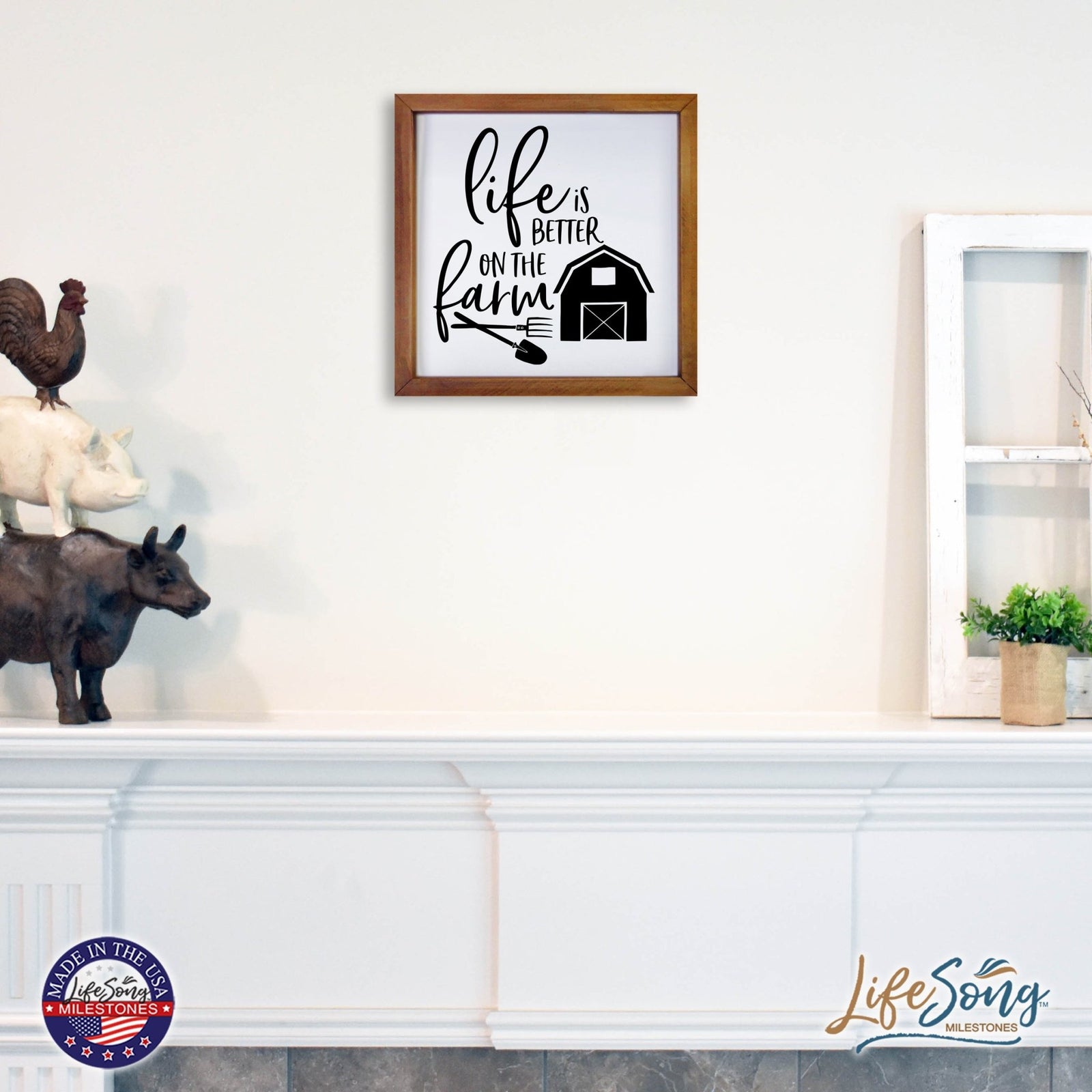 Inspiring Modern Framed Shadow Box 7x7in - Life Is Better On The Farm - LifeSong Milestones