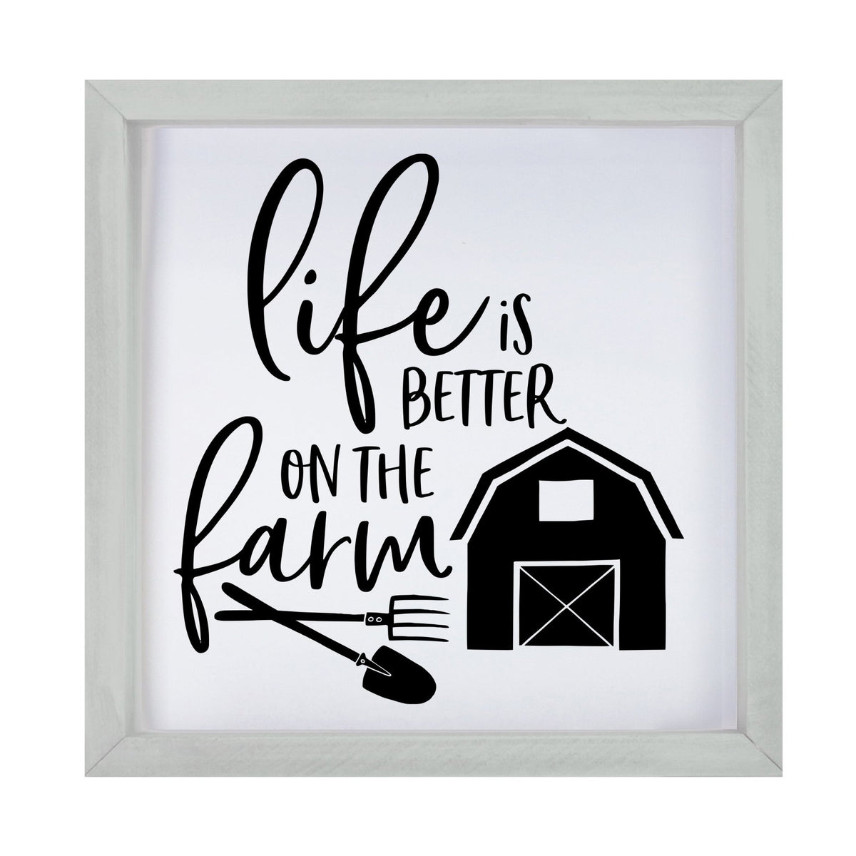 Inspiring Modern Framed Shadow Box 7x7in - Life Is Better On The Farm - LifeSong Milestones