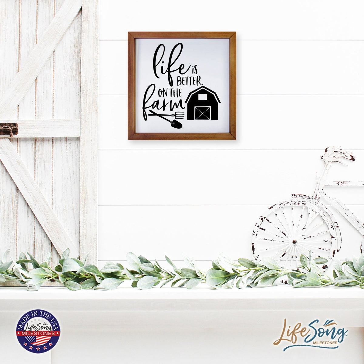 Inspiring Modern Framed Shadow Box 7x7in - Life Is Better On The Farm - LifeSong Milestones