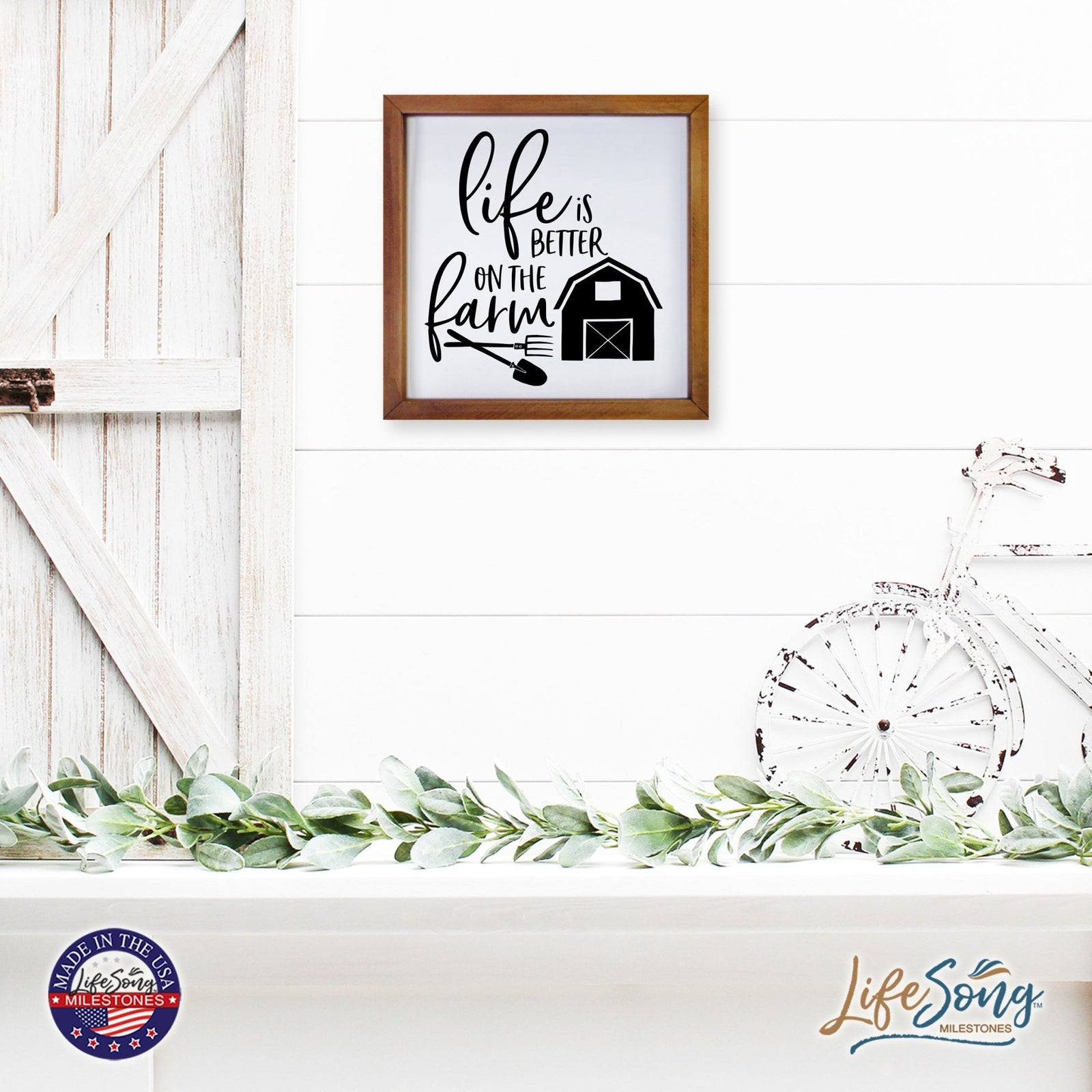 Inspiring Modern Framed Shadow Box 7x7in - Life Is Better On The Farm - LifeSong Milestones