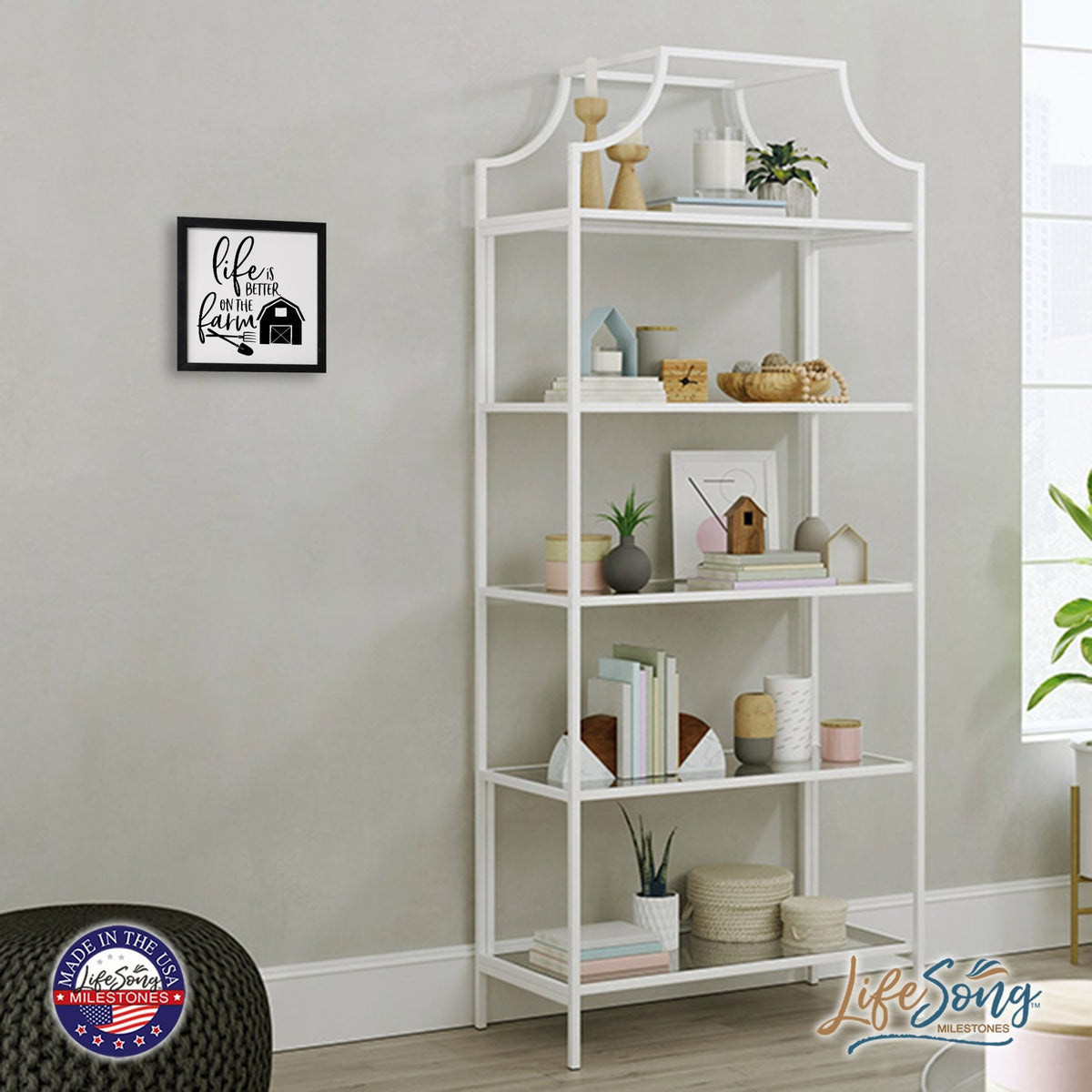Inspiring Modern Framed Shadow Box 7x7in - Life Is Better On The Farm - LifeSong Milestones