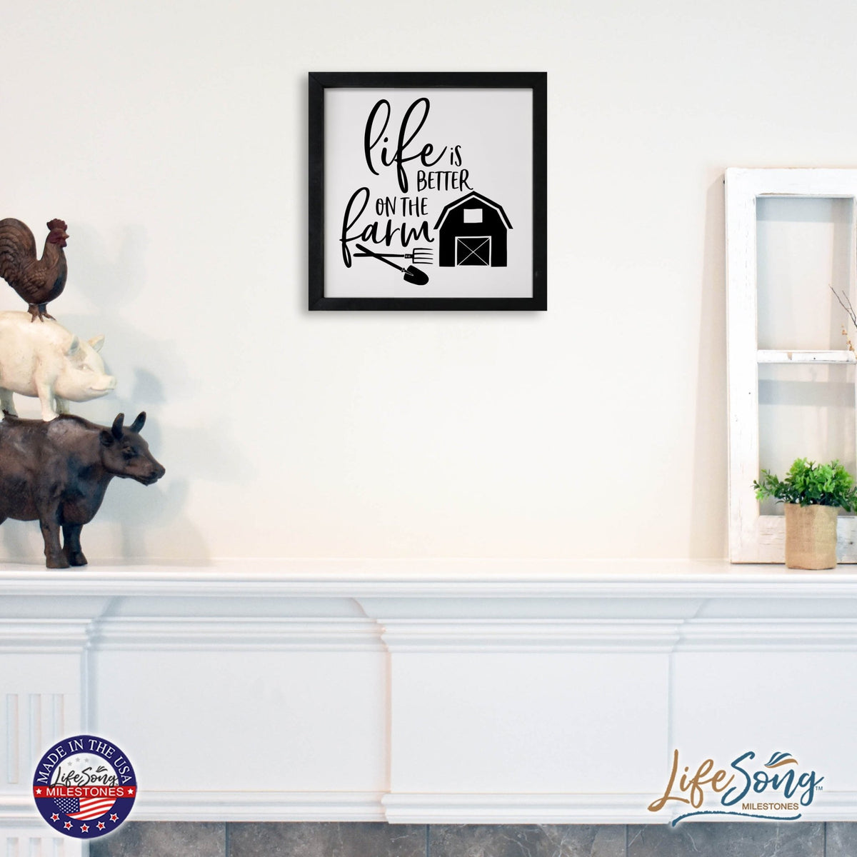 Inspiring Modern Framed Shadow Box 7x7in - Life Is Better On The Farm - LifeSong Milestones