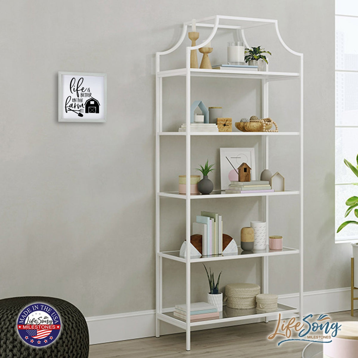 Inspiring Modern Framed Shadow Box 7x7in - Life Is Better On The Farm - LifeSong Milestones