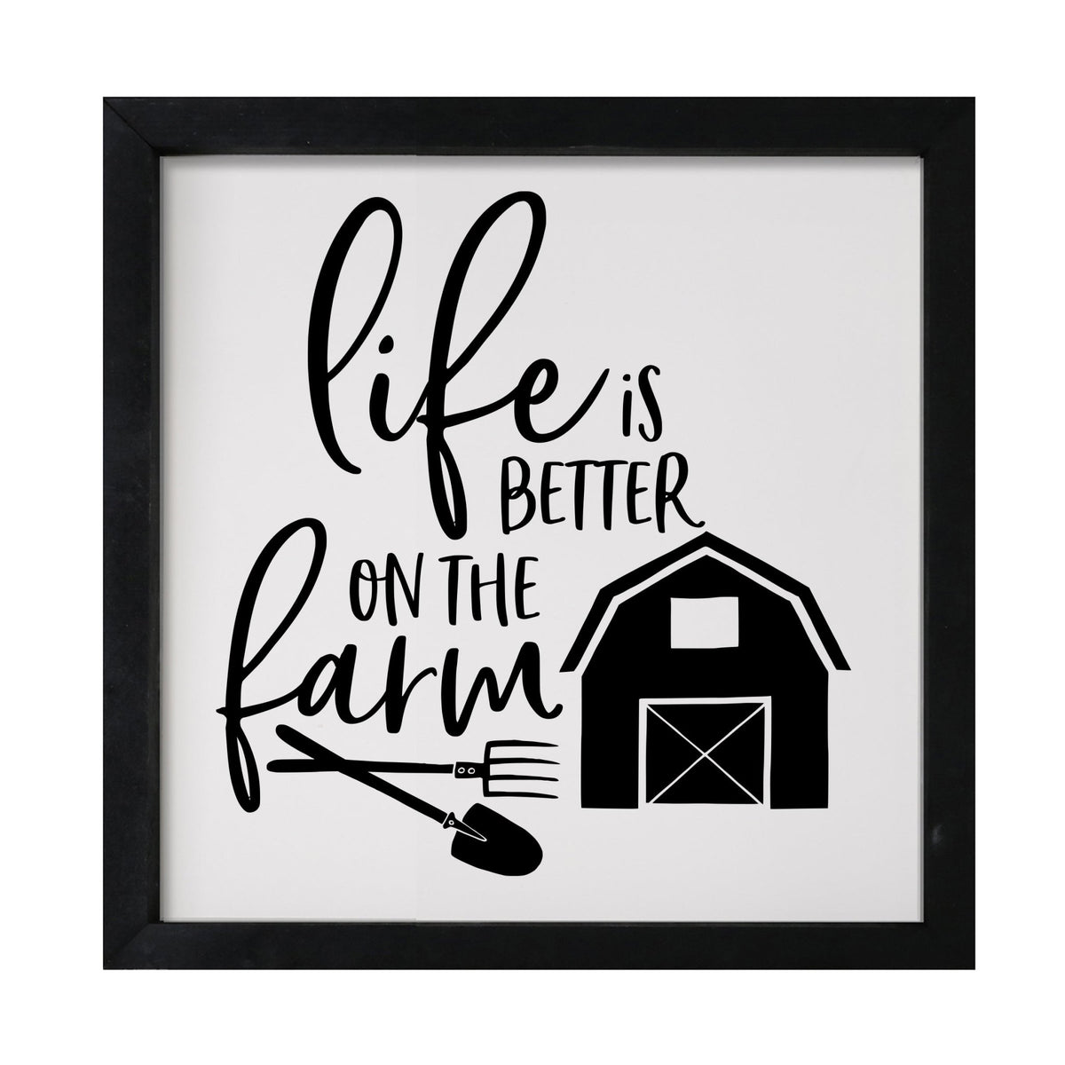 Inspiring Modern Framed Shadow Box 7x7in - Life Is Better On The Farm - LifeSong Milestones