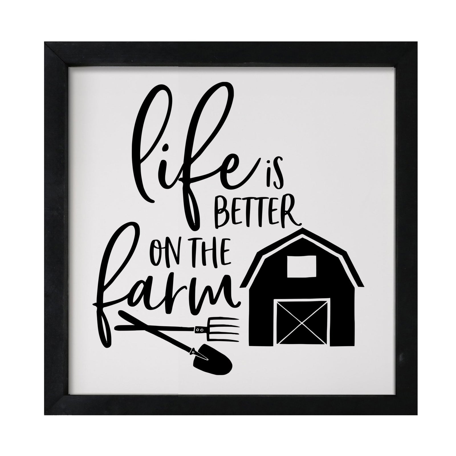 Inspiring Modern Framed Shadow Box 7x7in - Life Is Better On The Farm - LifeSong Milestones