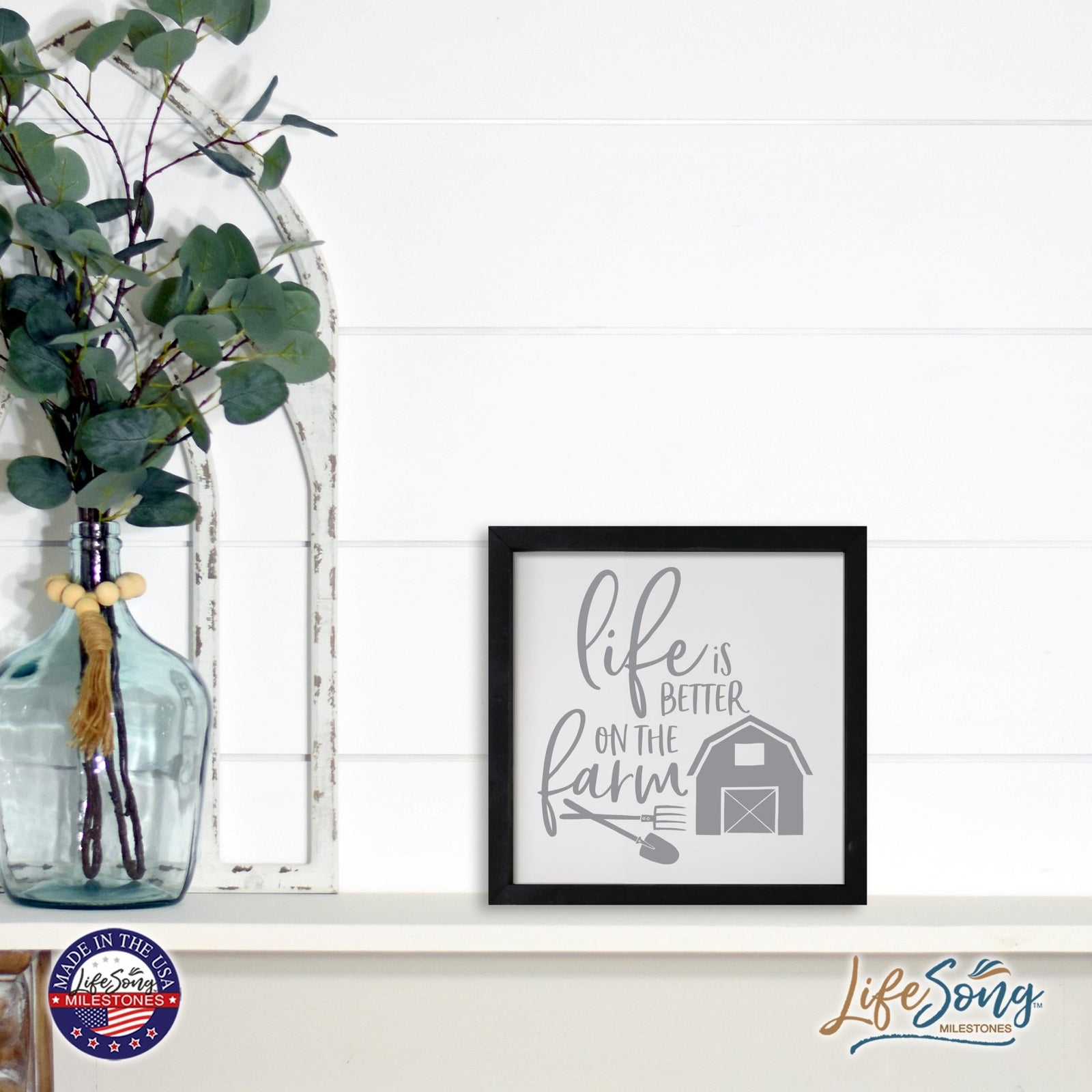 Inspiring Modern Framed Shadow Box 7x7in - Life Is Better On The Farm - LifeSong Milestones