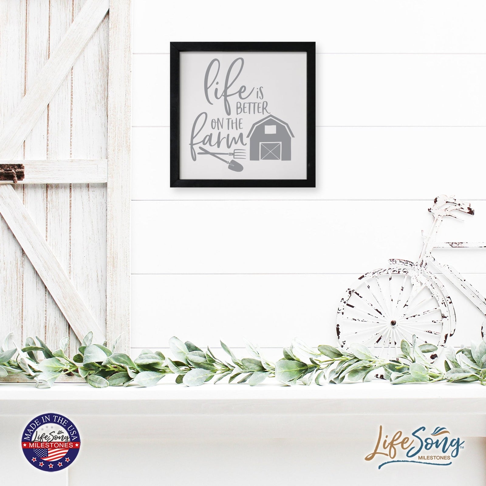 Inspiring Modern Framed Shadow Box 7x7in - Life Is Better On The Farm - LifeSong Milestones