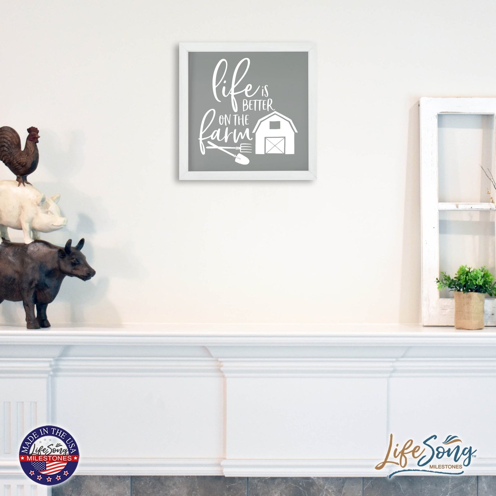 Inspiring Modern Framed Shadow Box 7x7in - Life Is Better On The Farm - LifeSong Milestones
