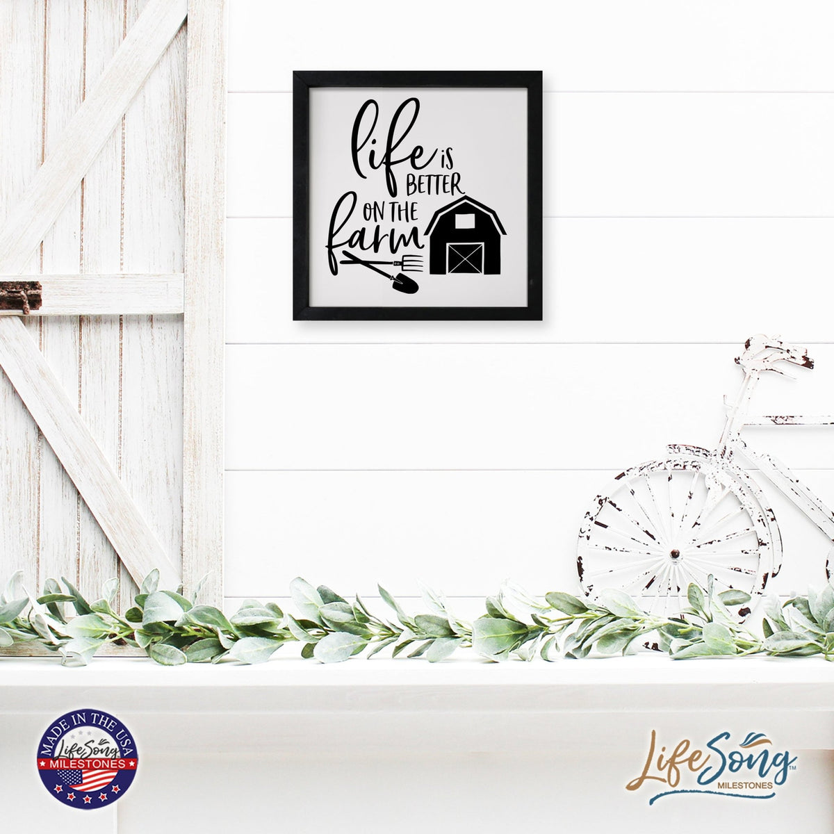 Inspiring Modern Framed Shadow Box 7x7in - Life Is Better On The Farm - LifeSong Milestones