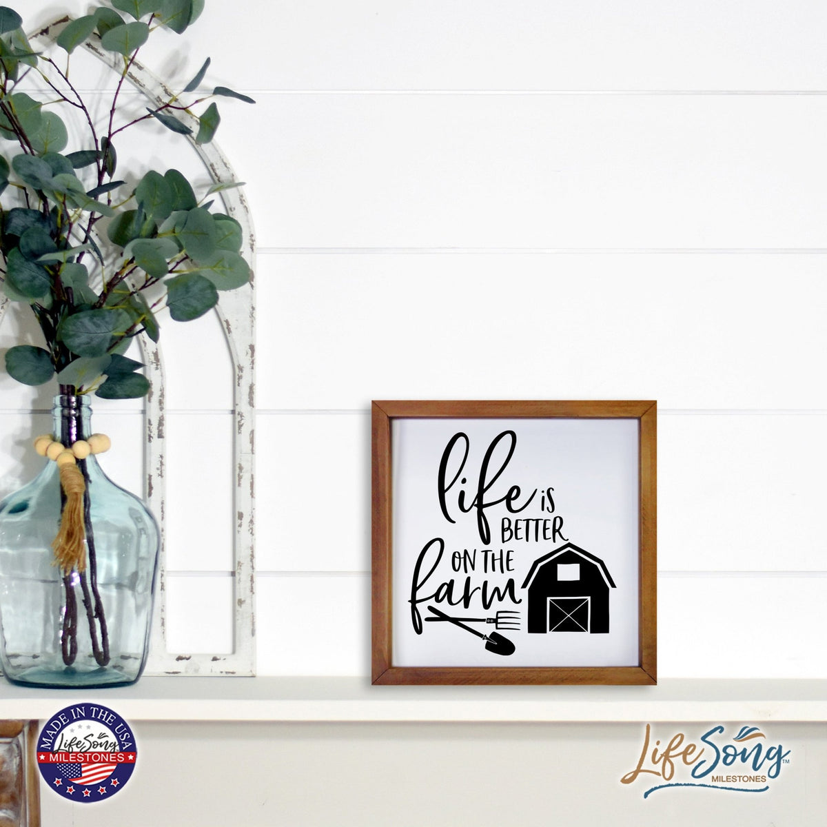 Inspiring Modern Framed Shadow Box 7x7in - Life Is Better On The Farm - LifeSong Milestones