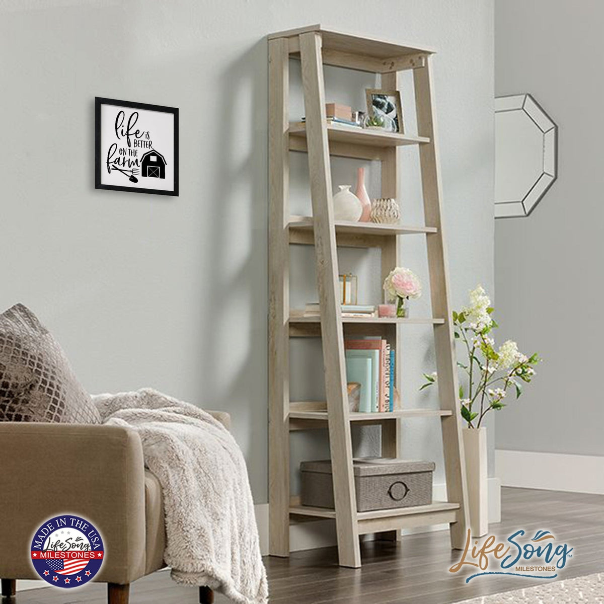 Inspiring Modern Framed Shadow Box 7x7in - Life Is Better On The Farm - LifeSong Milestones