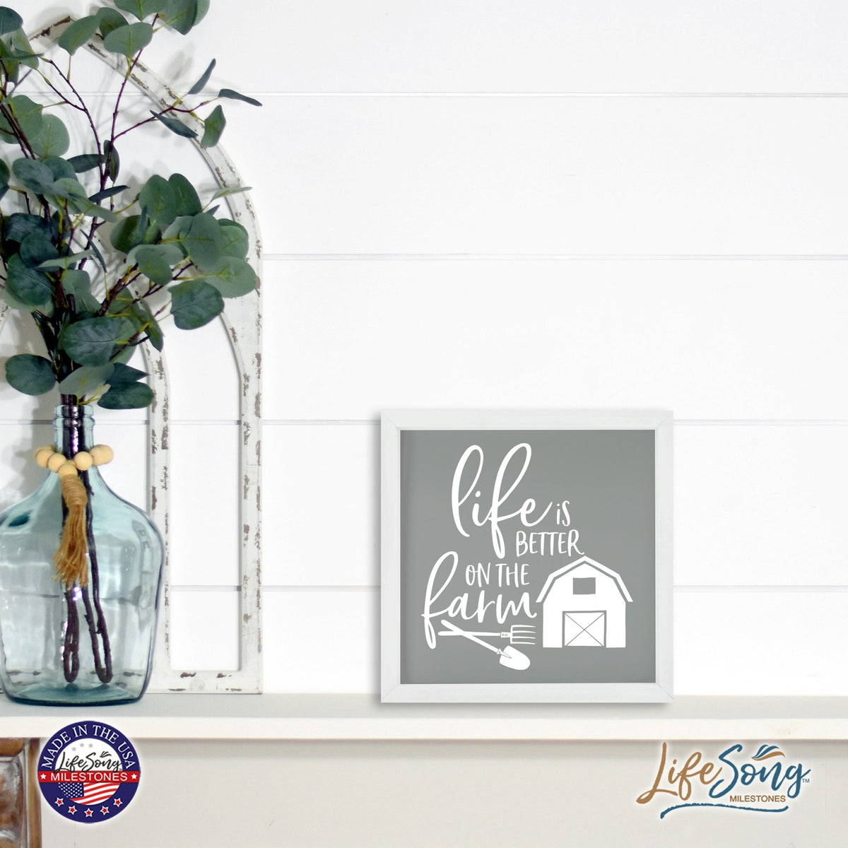 Inspiring Modern Framed Shadow Box 7x7in - Life Is Better On The Farm - LifeSong Milestones