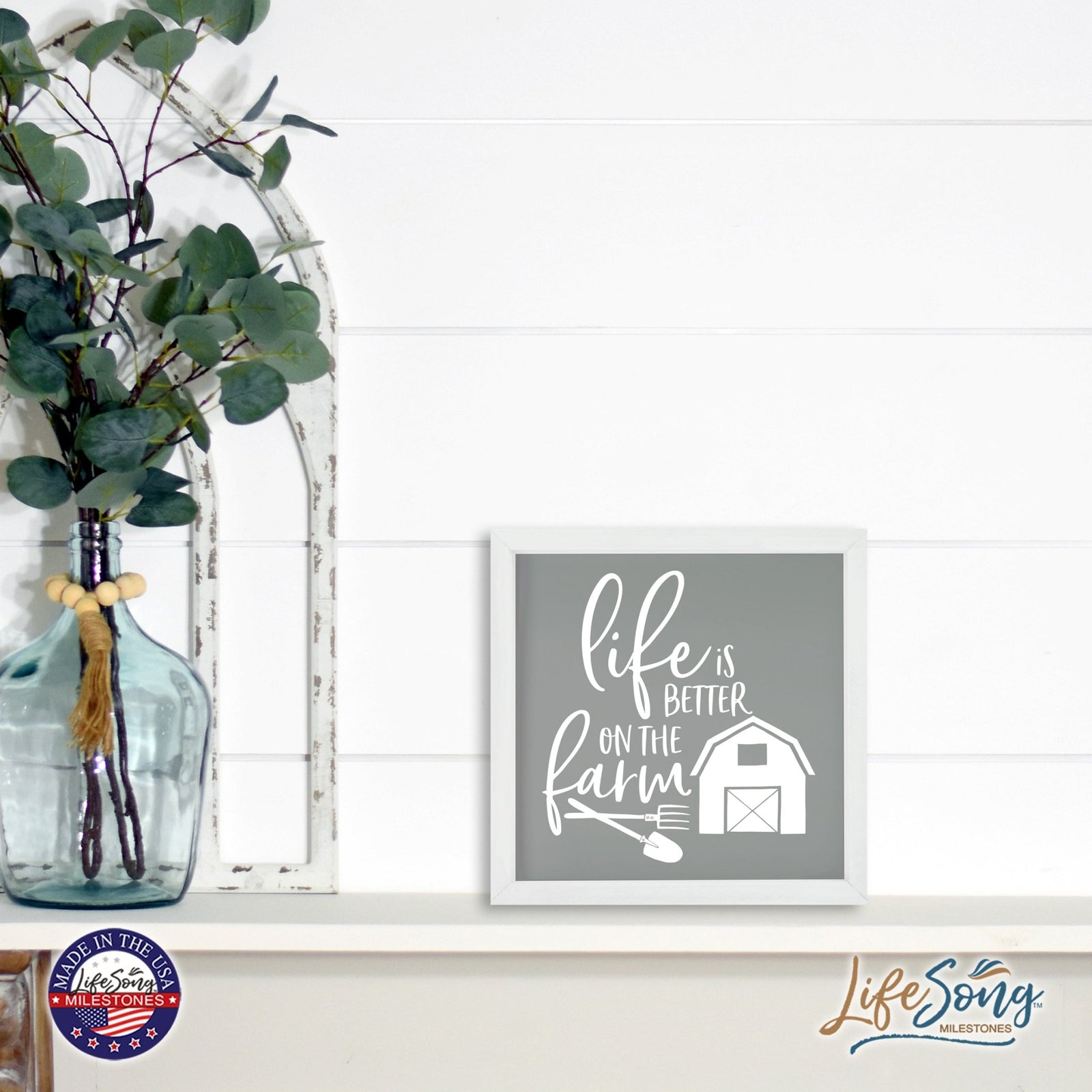 Inspiring Modern Framed Shadow Box 7x7in - Life Is Better On The Farm - LifeSong Milestones