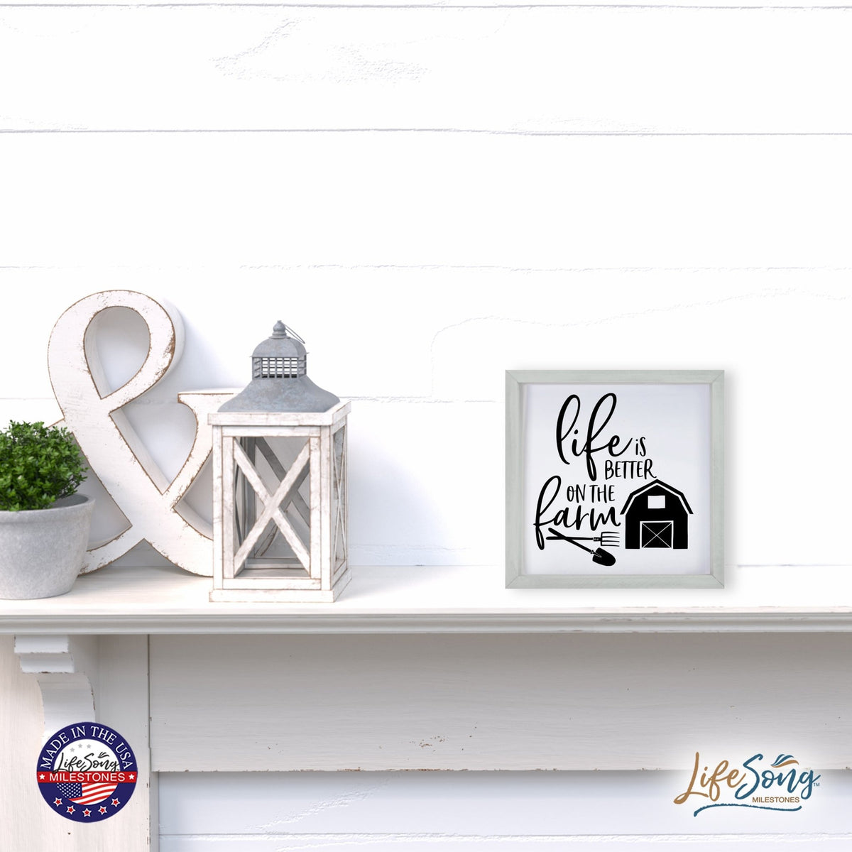 Inspiring Modern Framed Shadow Box 7x7in - Life Is Better On The Farm - LifeSong Milestones