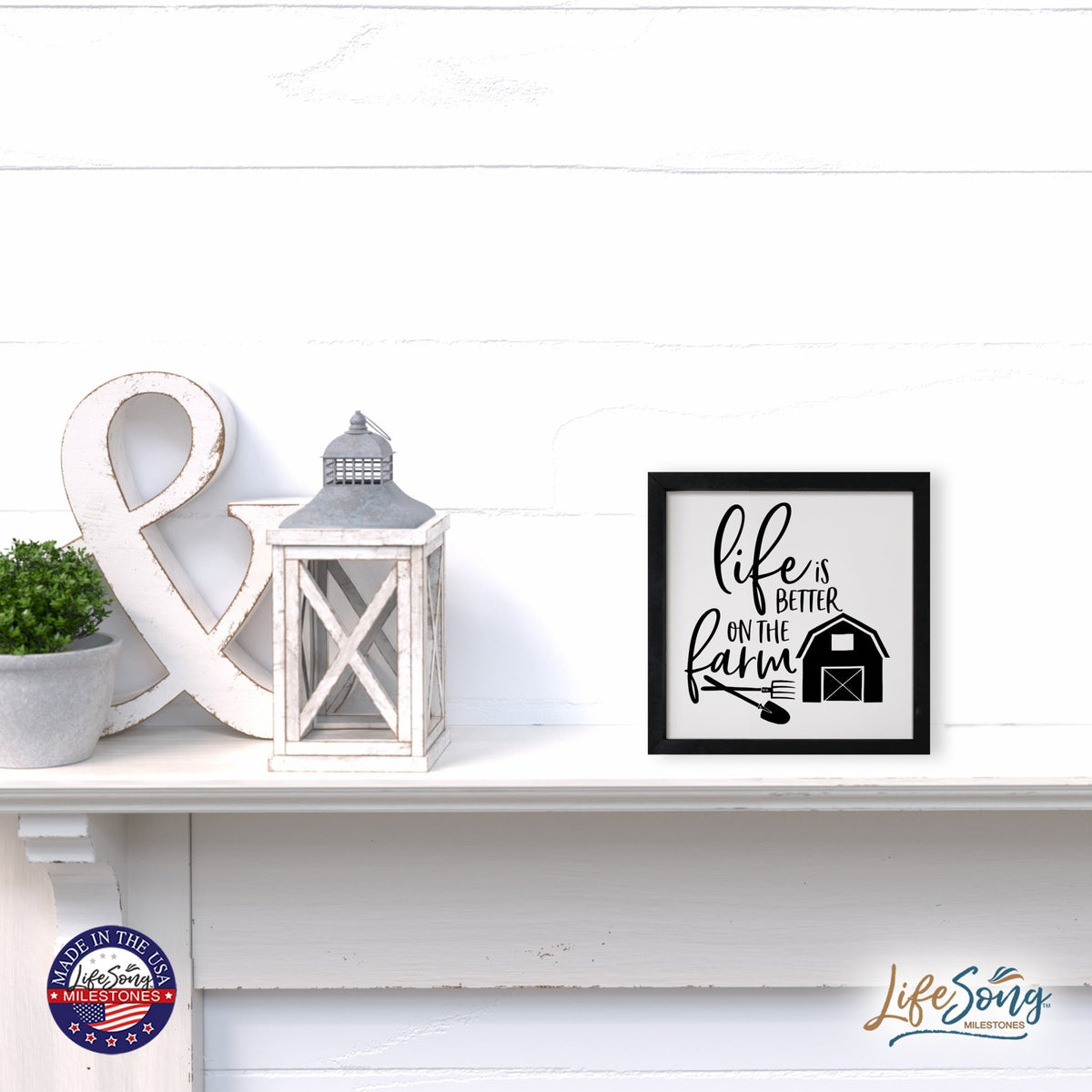 Inspiring Modern Framed Shadow Box 7x7in - Life Is Better On The Farm - LifeSong Milestones