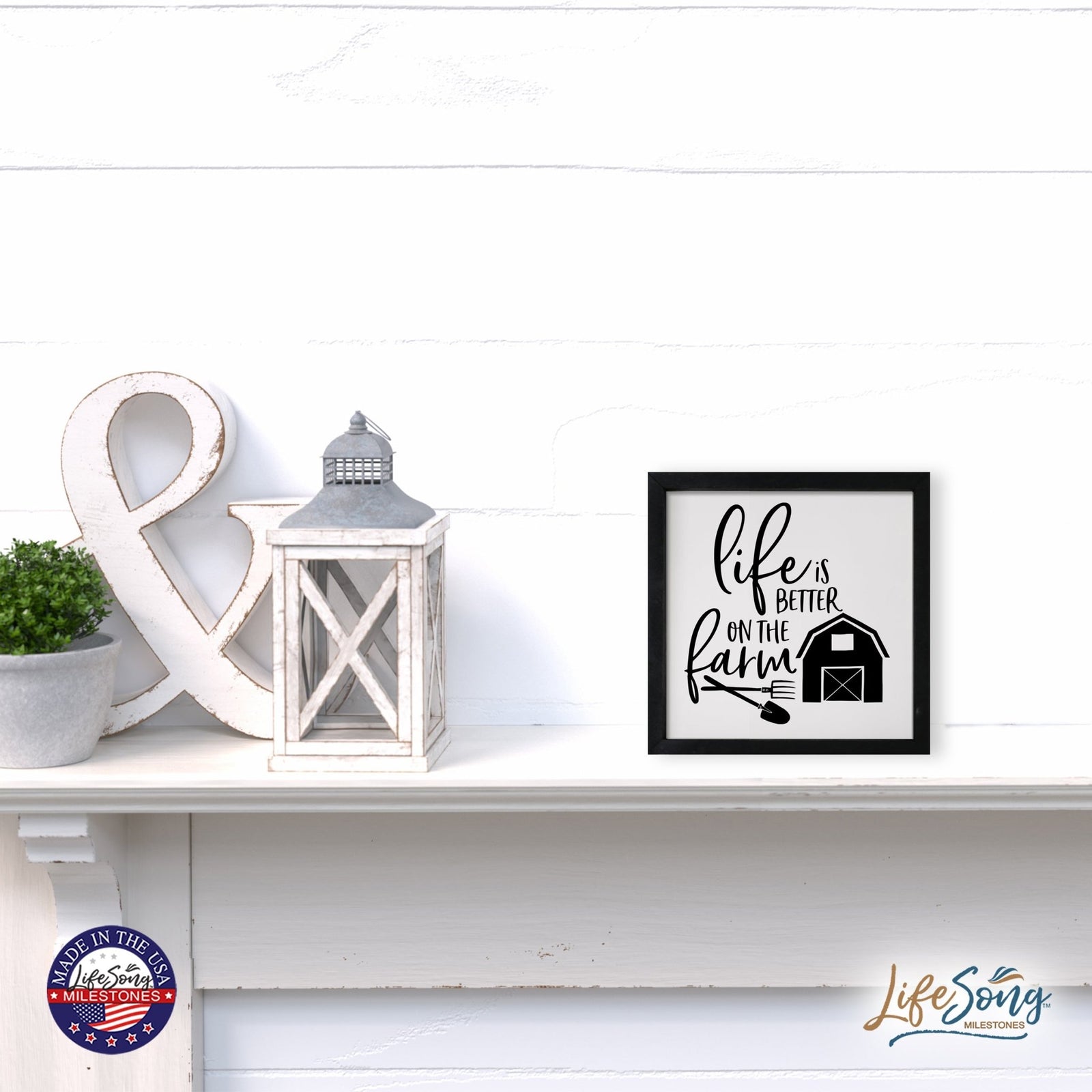 Inspiring Modern Framed Shadow Box 7x7in - Life Is Better On The Farm - LifeSong Milestones
