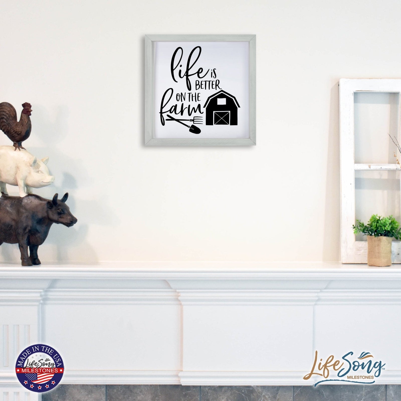 Inspiring Modern Framed Shadow Box 7x7in - Life Is Better On The Farm - LifeSong Milestones