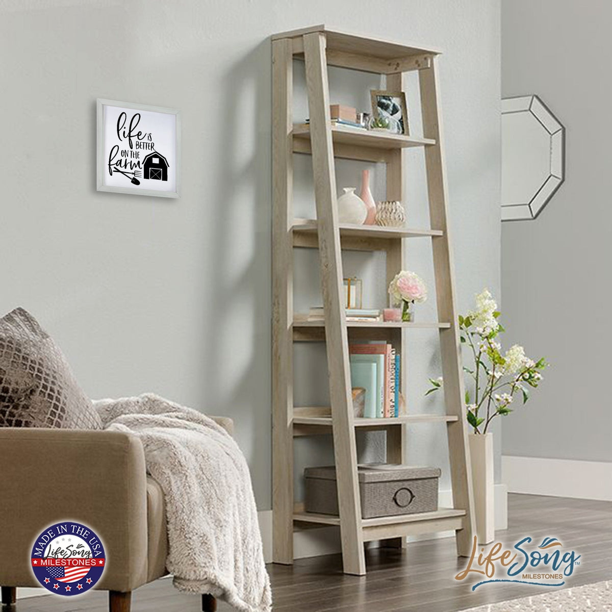 Inspiring Modern Framed Shadow Box 7x7in - Life Is Better On The Farm - LifeSong Milestones