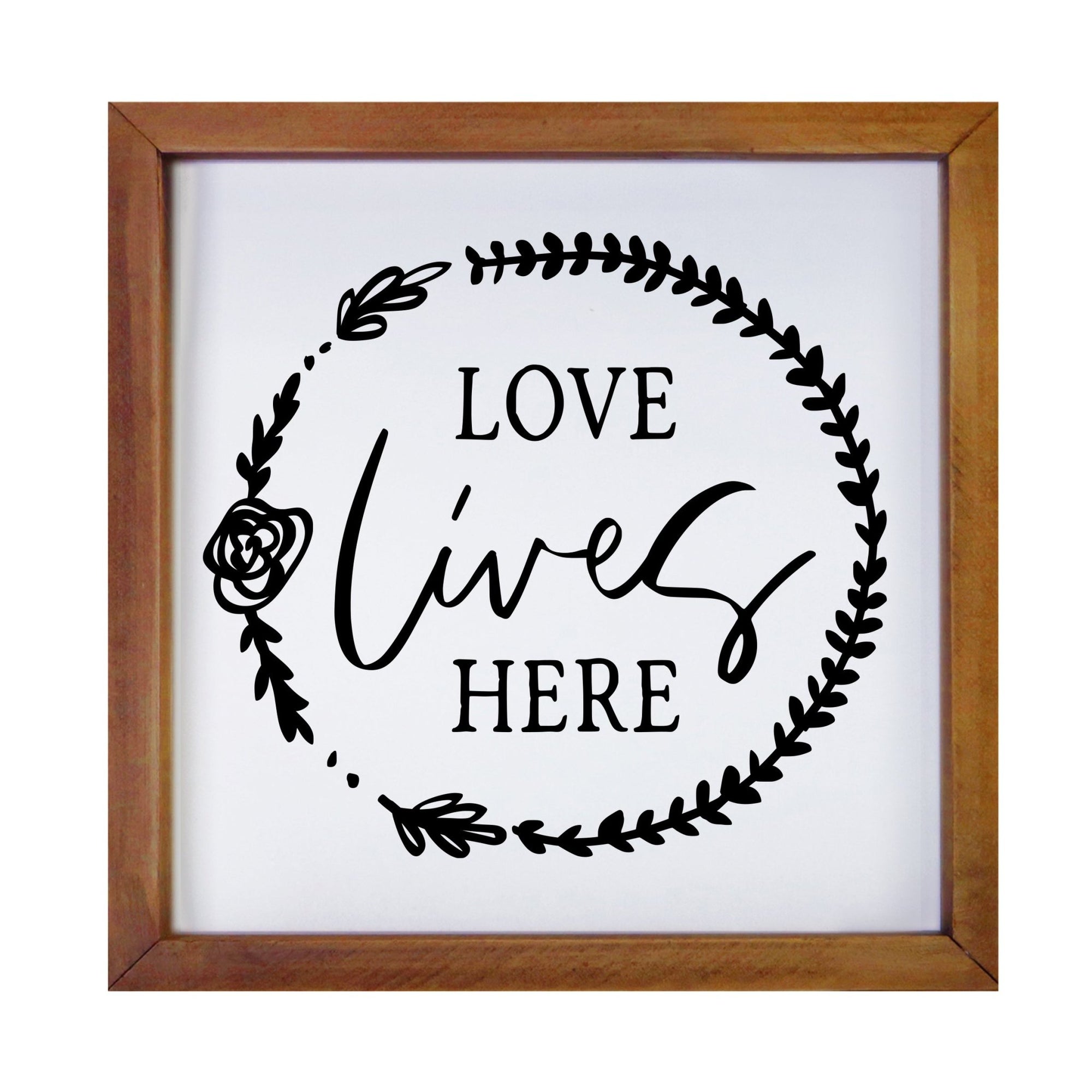 Inspiring Modern Framed Shadow Box 7x7in - Love Lives Here - LifeSong Milestones