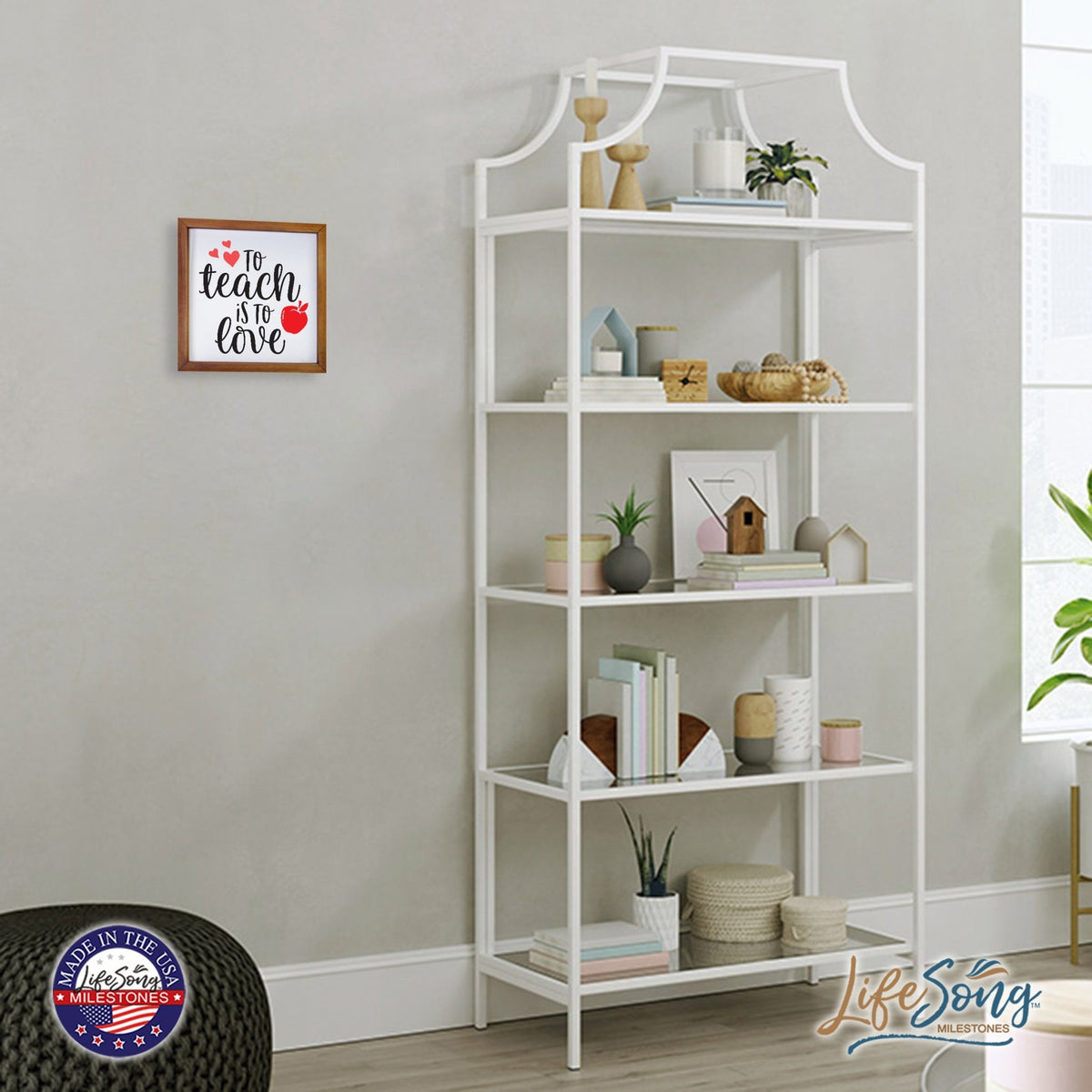 Inspiring Modern Framed Shadow Box 7x7in - To Teach Is To Love - LifeSong Milestones