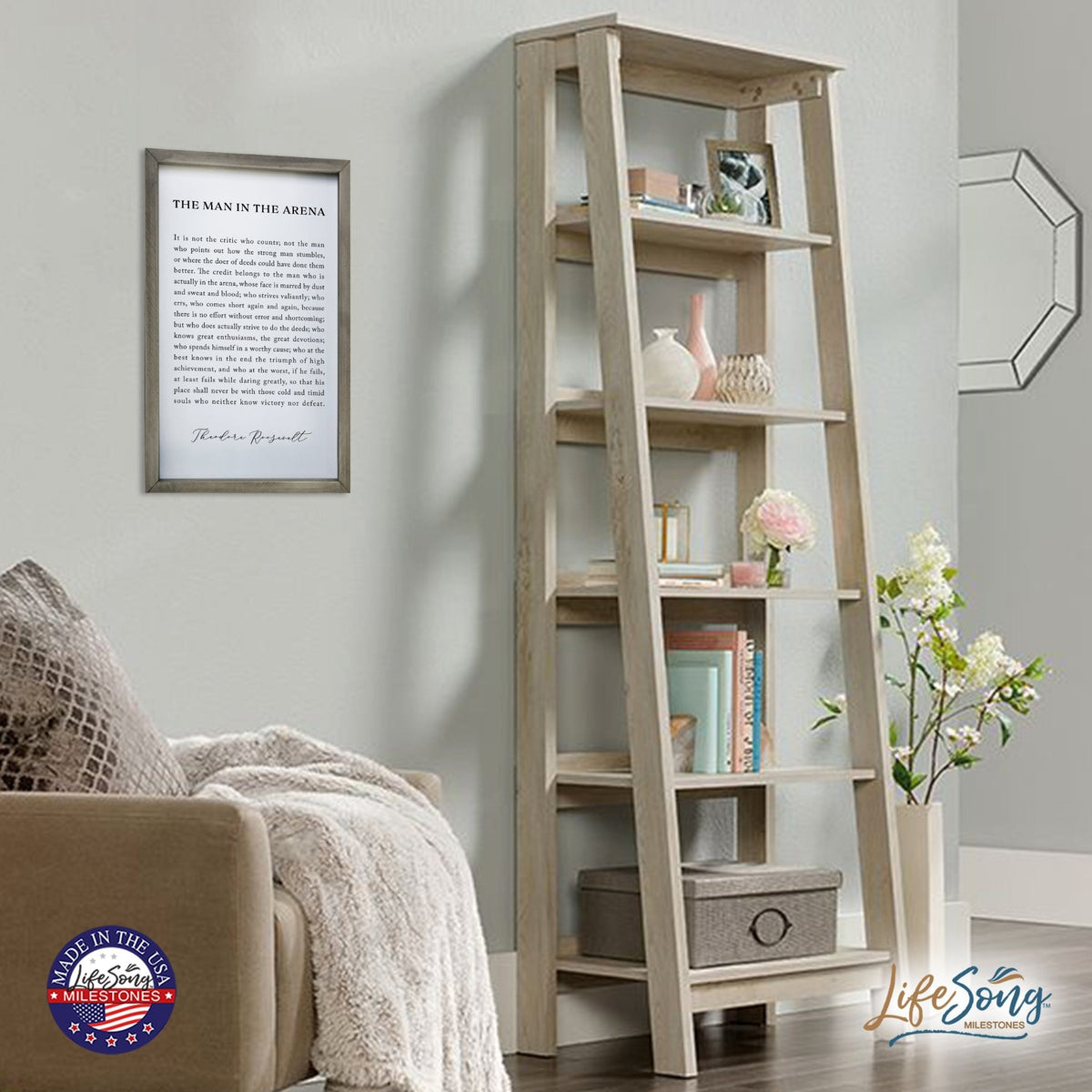 Inspiring Modern Weathered Grey Framed Shadow Box - The Man In The - LifeSong Milestones