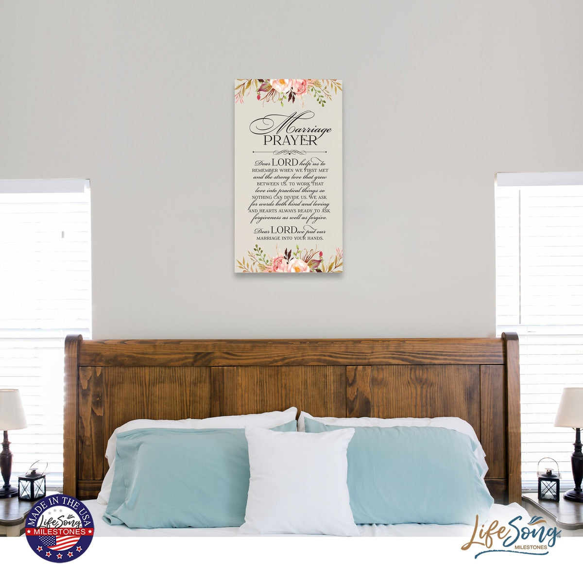 Inspiring Wedding Anniversary Wall Hanging Plaque 8x16 - Marriage Prayer - LifeSong Milestones