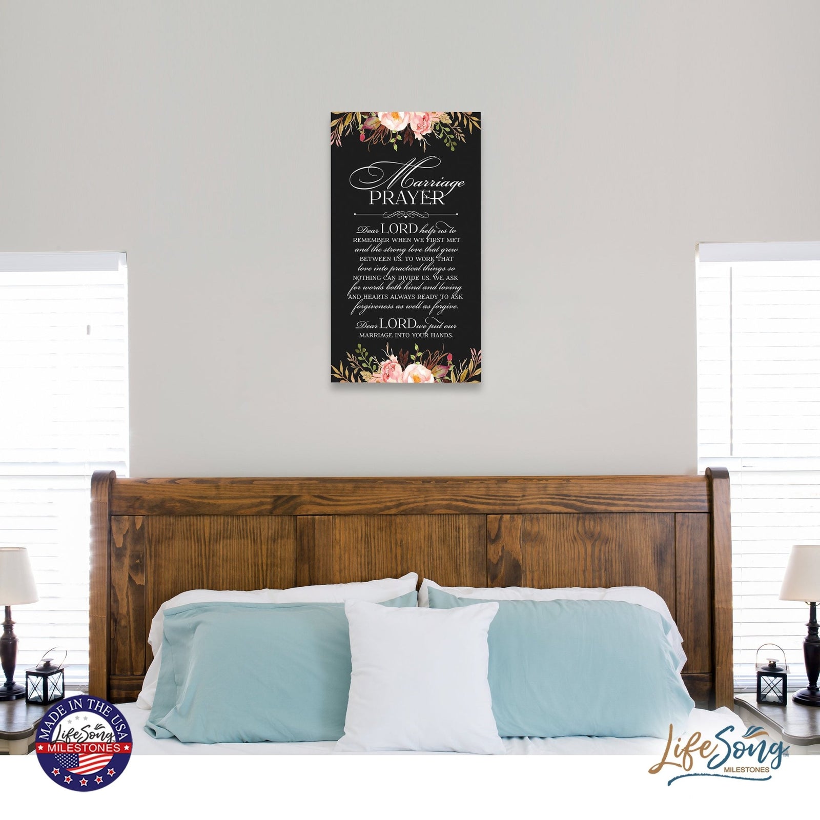 Inspiring Wedding Anniversary Wall Hanging Plaque 8x16 - Marriage Prayer - LifeSong Milestones