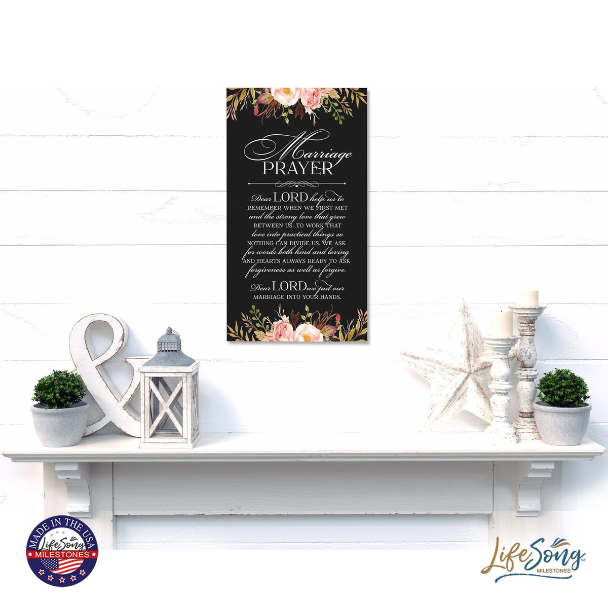 Inspiring Wedding Anniversary Wall Hanging Plaque 8x16 - Marriage Prayer - LifeSong Milestones