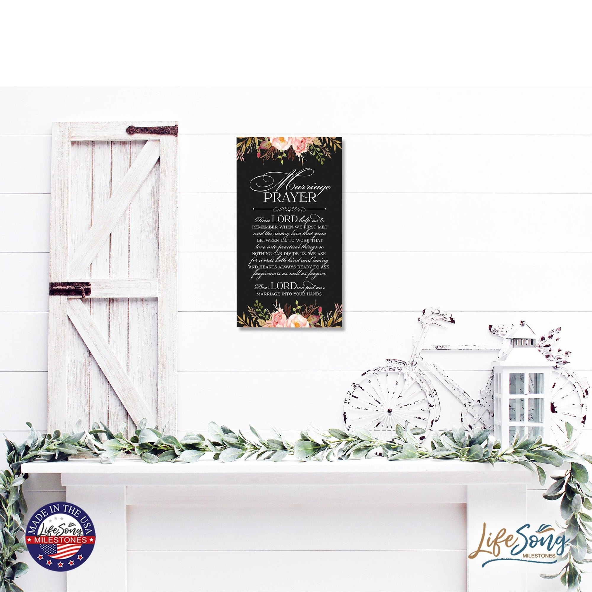 Inspiring Wedding Anniversary Wall Hanging Plaque 8x16 - Marriage Prayer - LifeSong Milestones