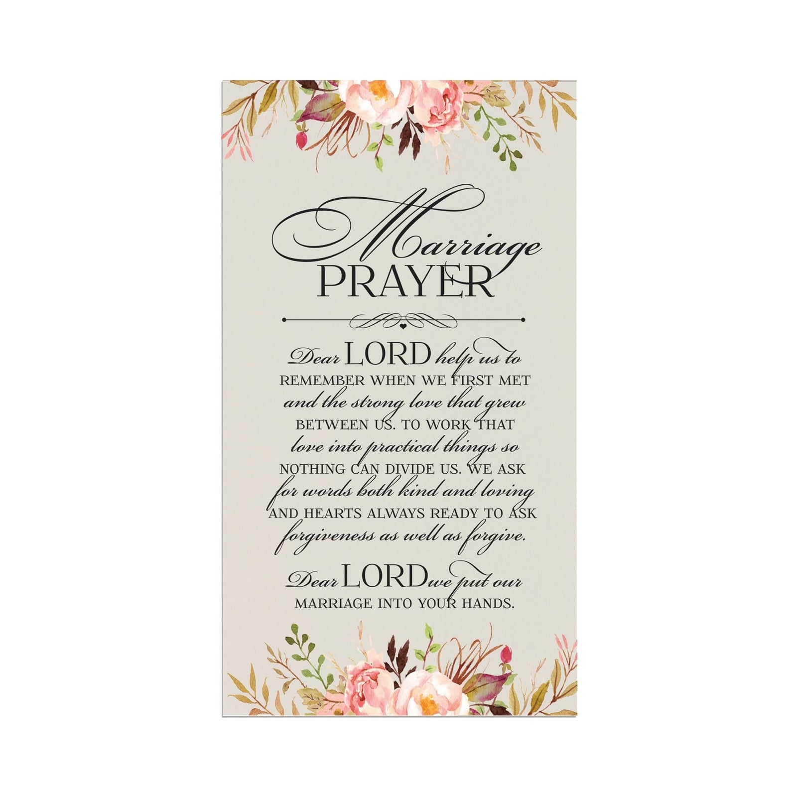 Inspiring Wedding Anniversary Wall Hanging Plaque 8x16 - Marriage Prayer - LifeSong Milestones