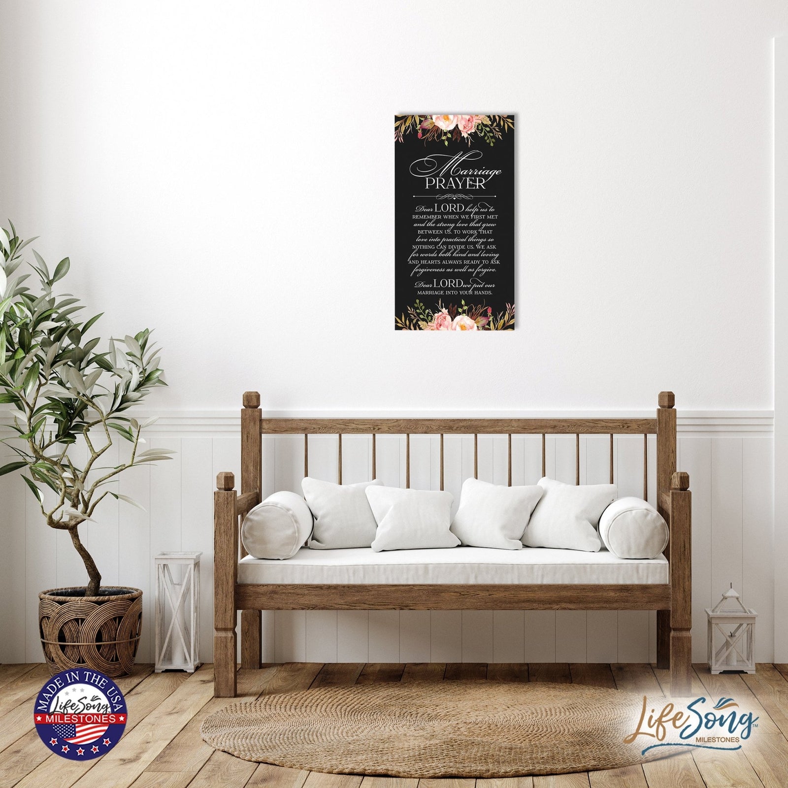 Inspiring Wedding Anniversary Wall Hanging Plaque 8x16 - Marriage Prayer - LifeSong Milestones